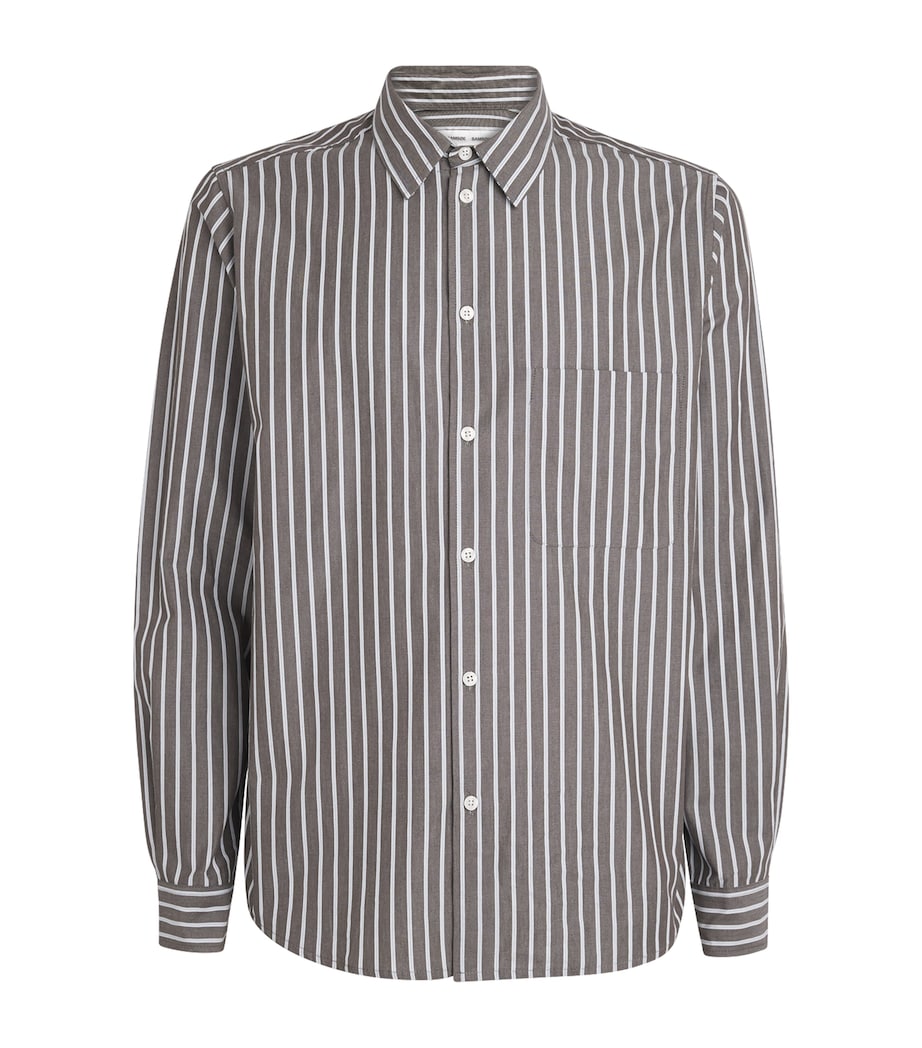 Cotton Stripe Shirt BROWN ST Image 1