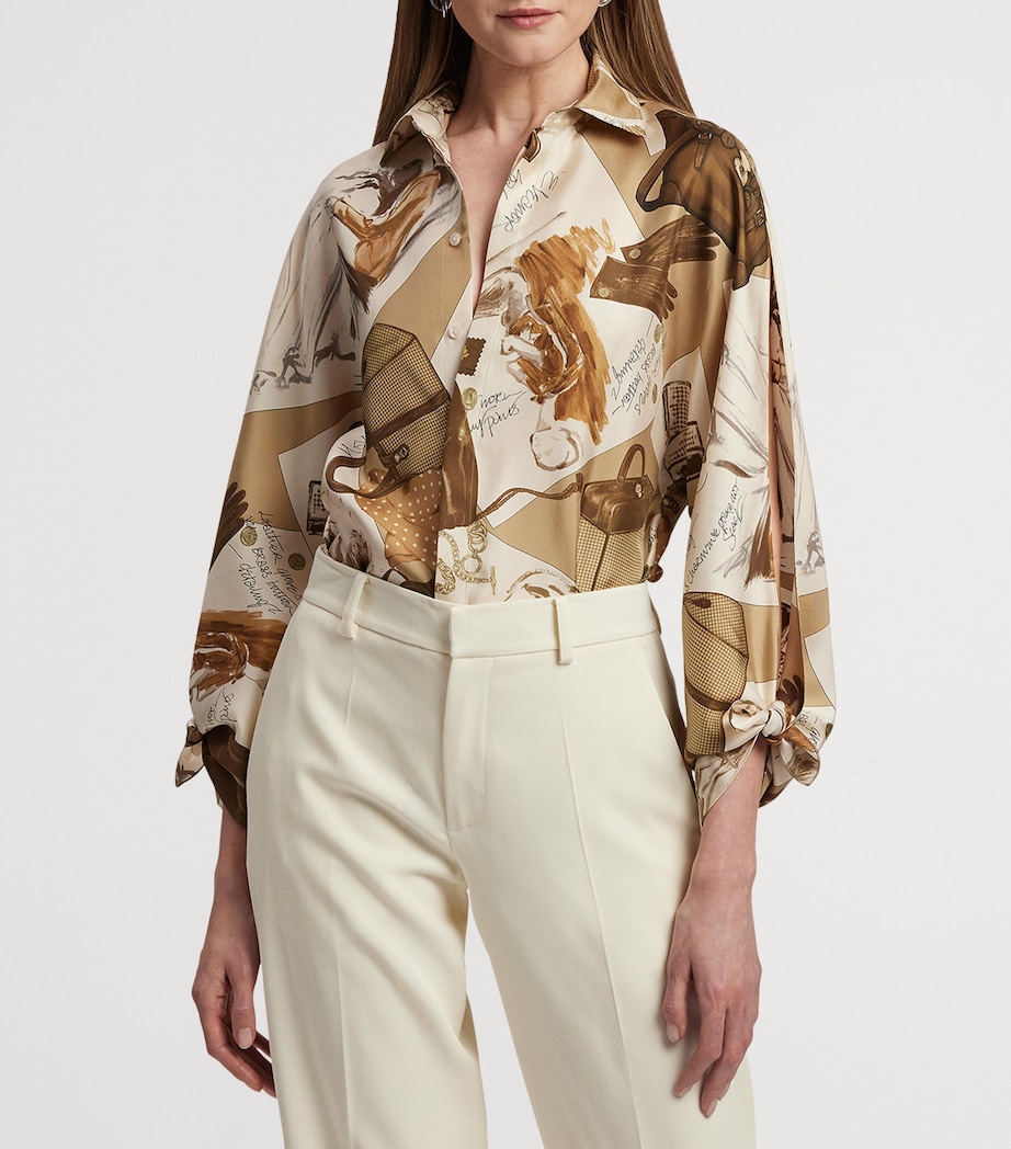 Silk Printed Blouse TAN MULTI Image 9