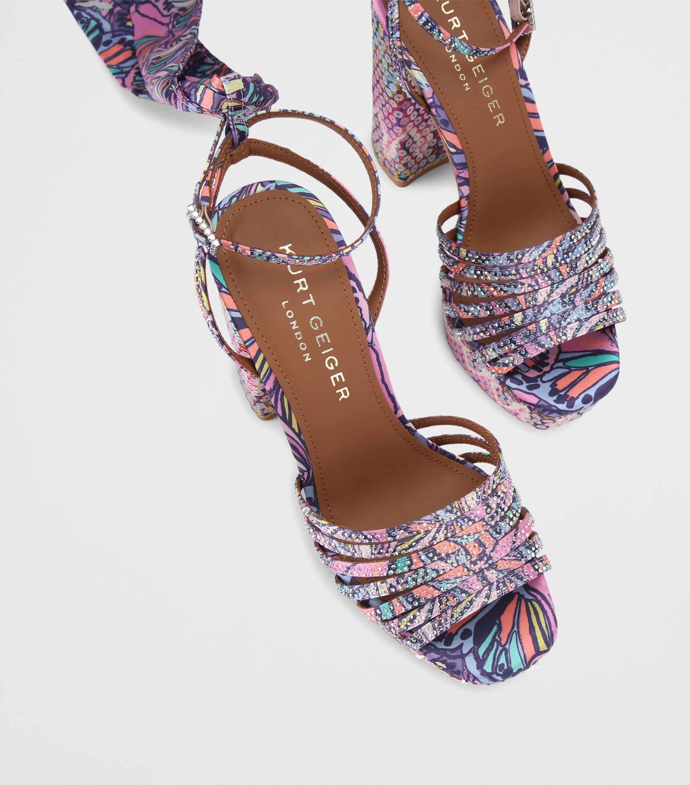 Kurt Geiger London Embellished Pierra Platform Heeled Sandals 115 Lilac Image 3