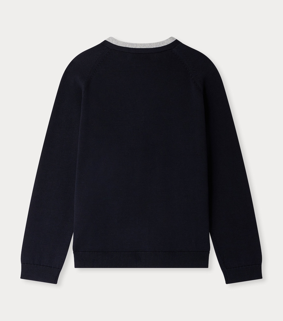 Cotton Contrast-Trim Cardigan (4-8 Years) UPB MARINE Image 2