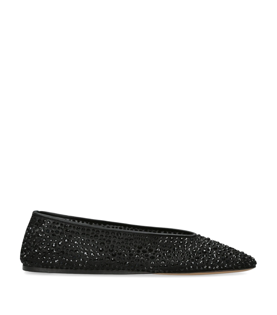 Crystal-Embellished Luna Flats BLACK Image 1