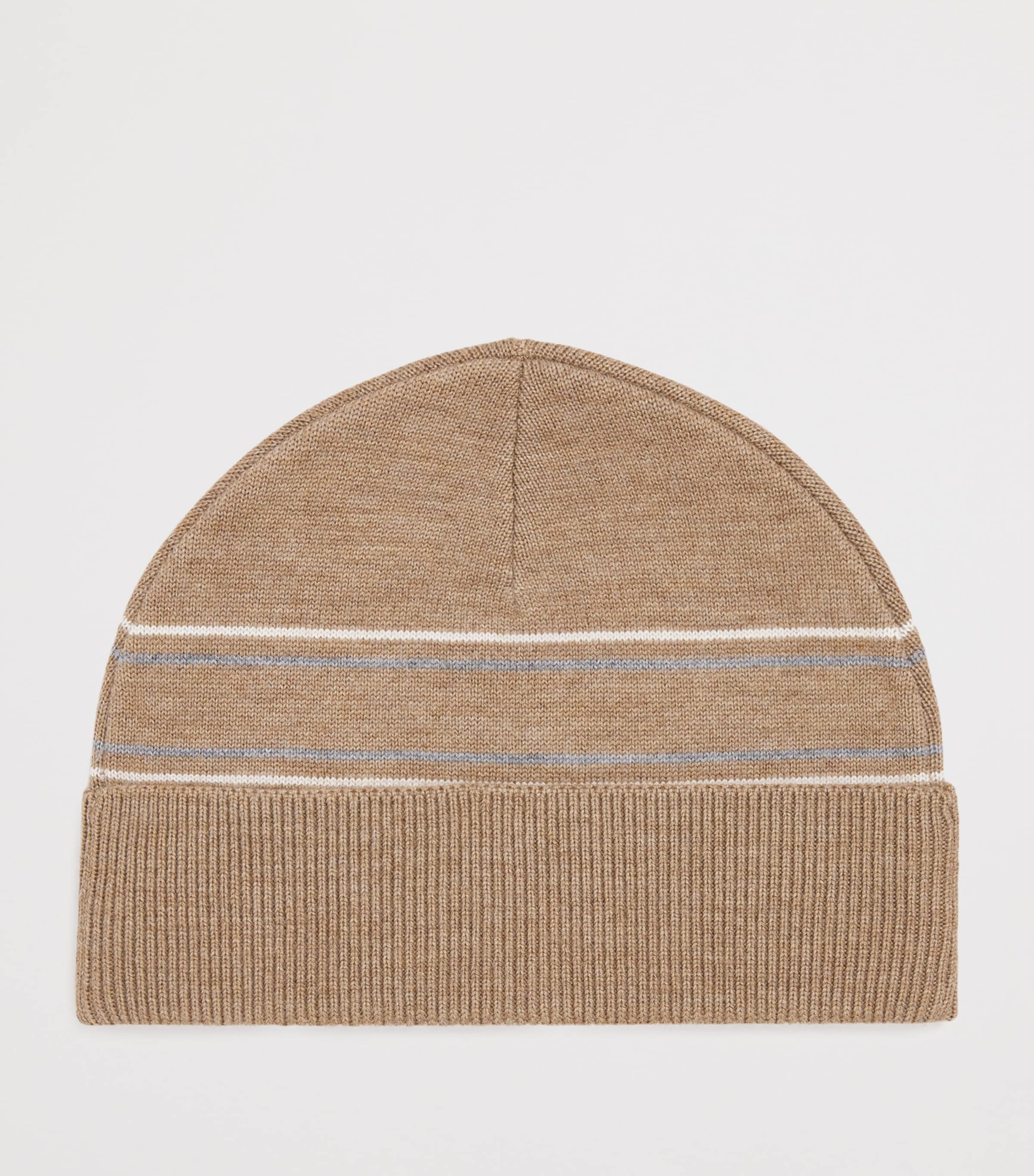 Wool Stripe Logo Beanie 1095 CHINO/SOURIS Image 2