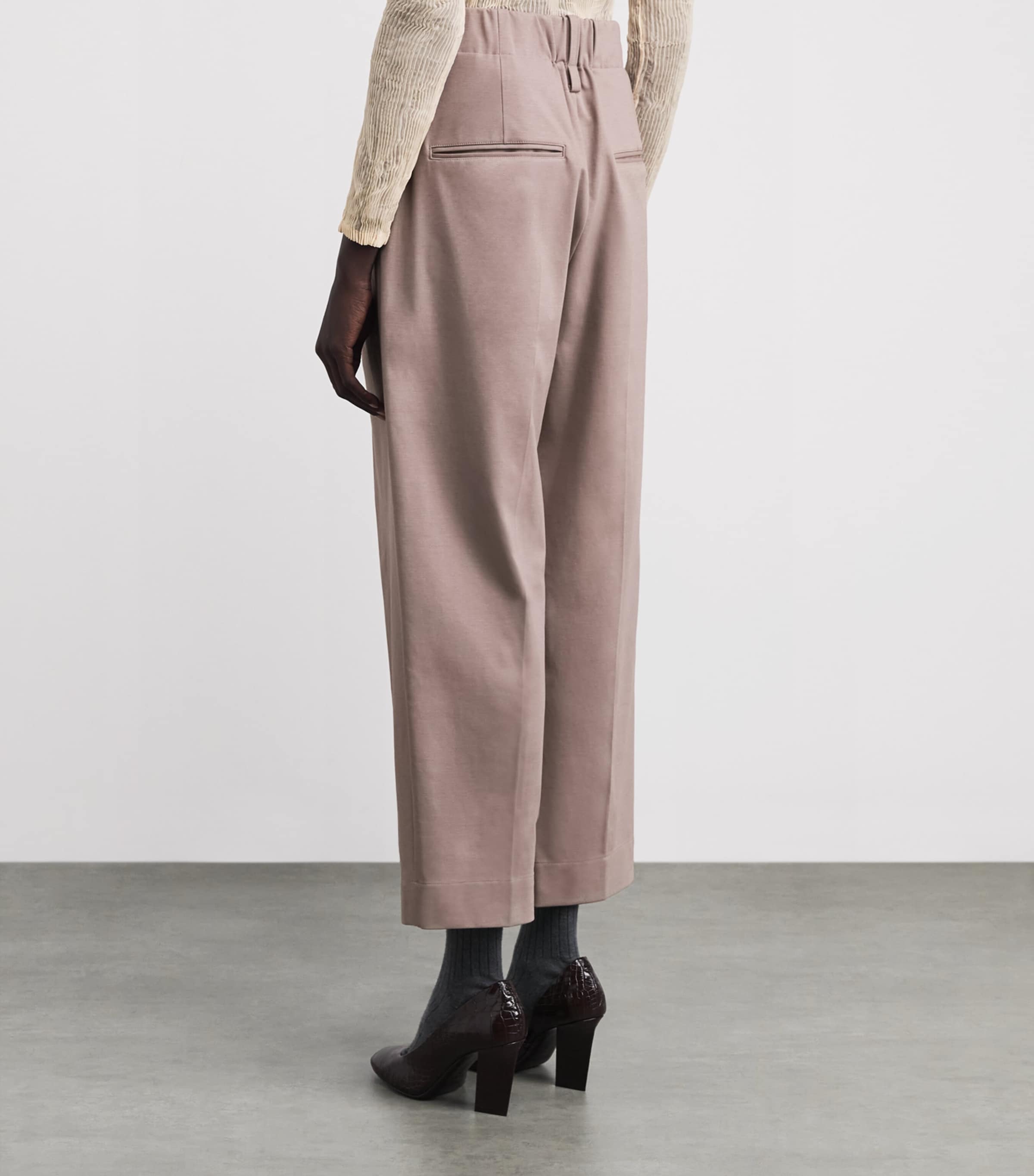 Issey Miyake Womens Cotton-Blend Simple Ensemble Trousers Greige Image 4