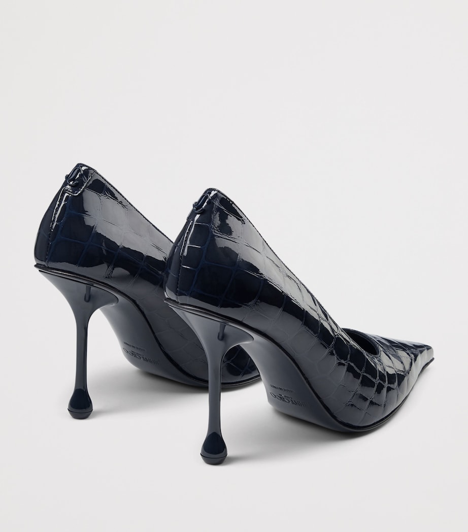 Jimmy Choo Ixia 95 Croc-Embossed Leather Pumps Marine Image 3