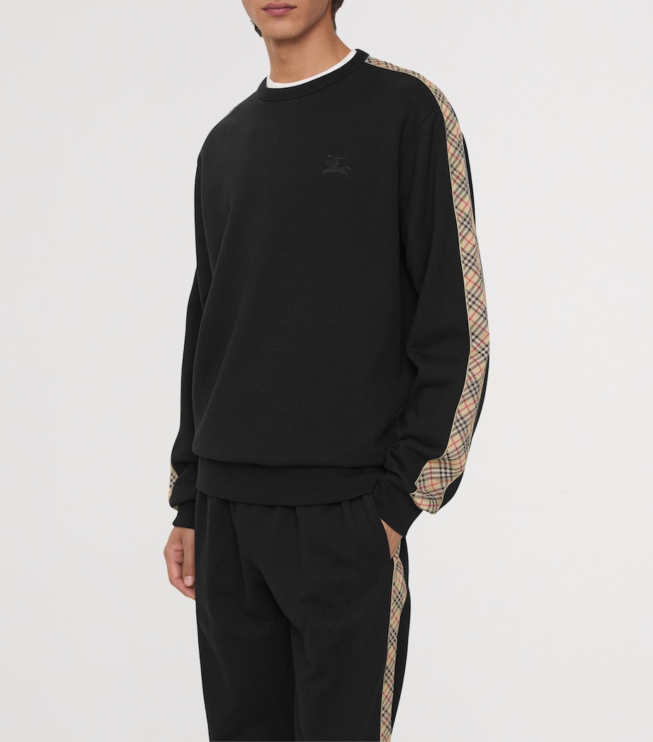 Cotton Check-Trim Sweatshirt BLACK Image 2