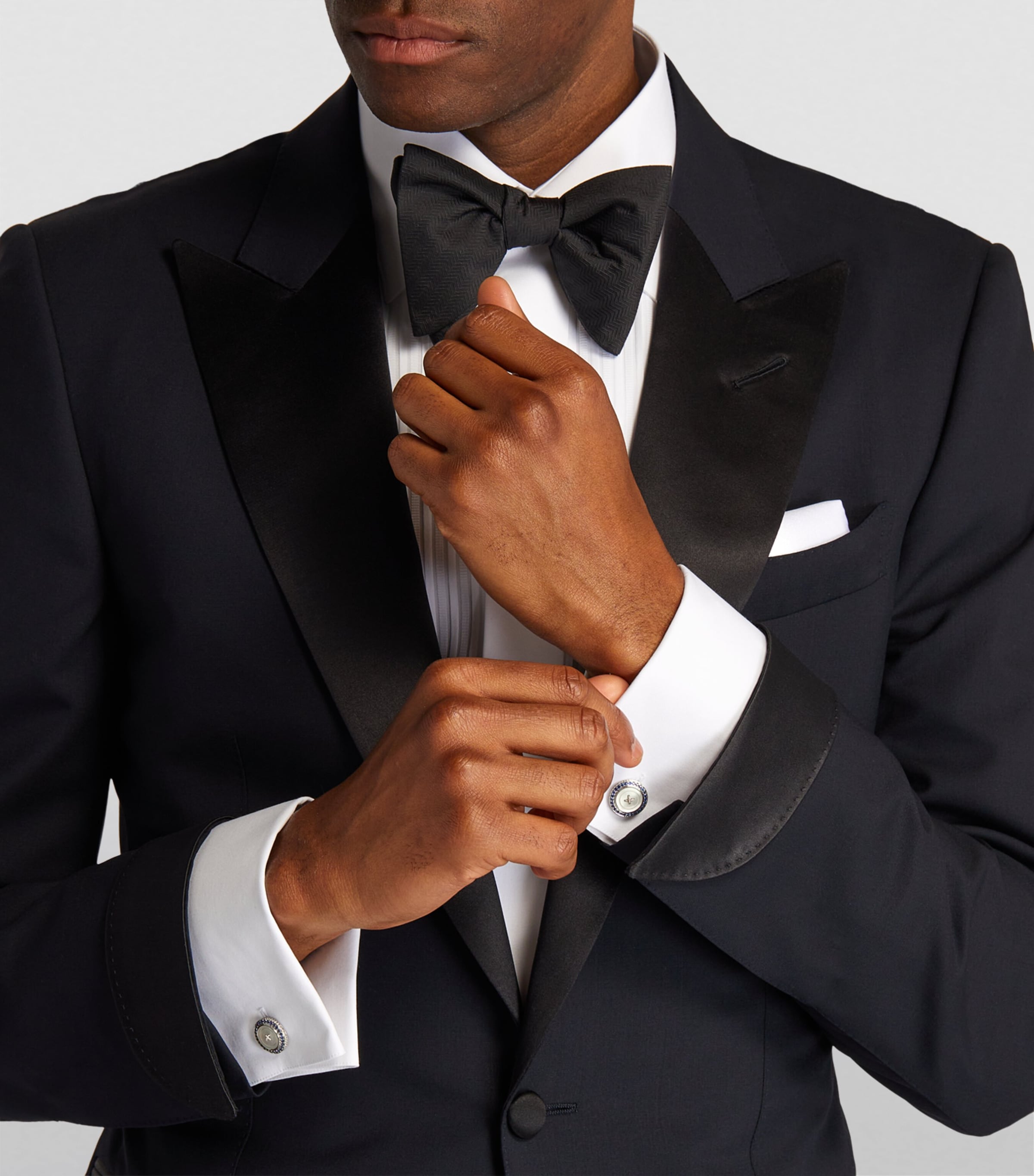 Stainless Steel and Sapphire Button Cufflinks SILVER/ BLUE Image 6