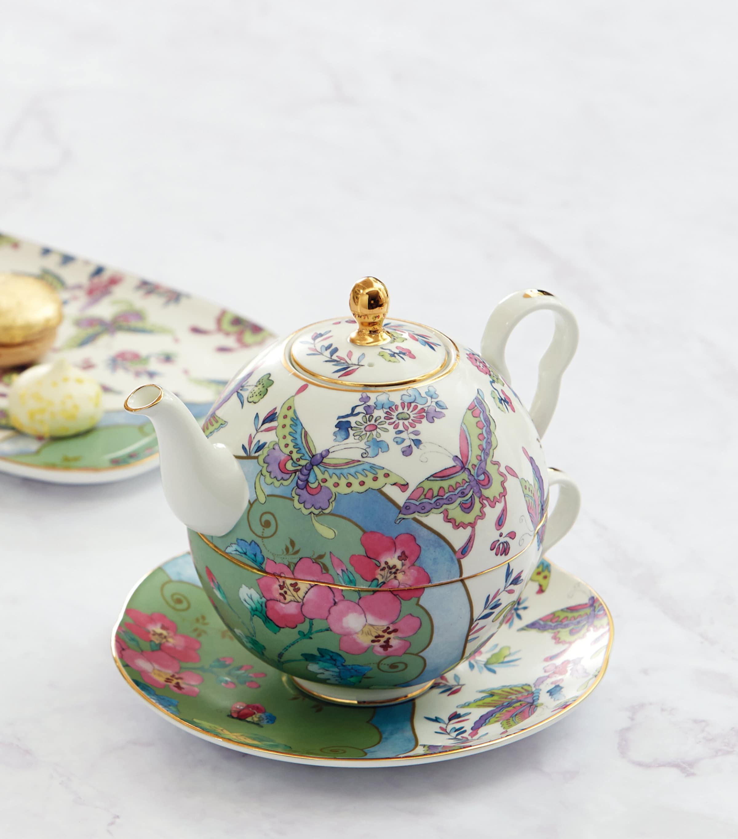 Bone China Butterfly Bloom Tea For One Teapot Set MULTI Image 8