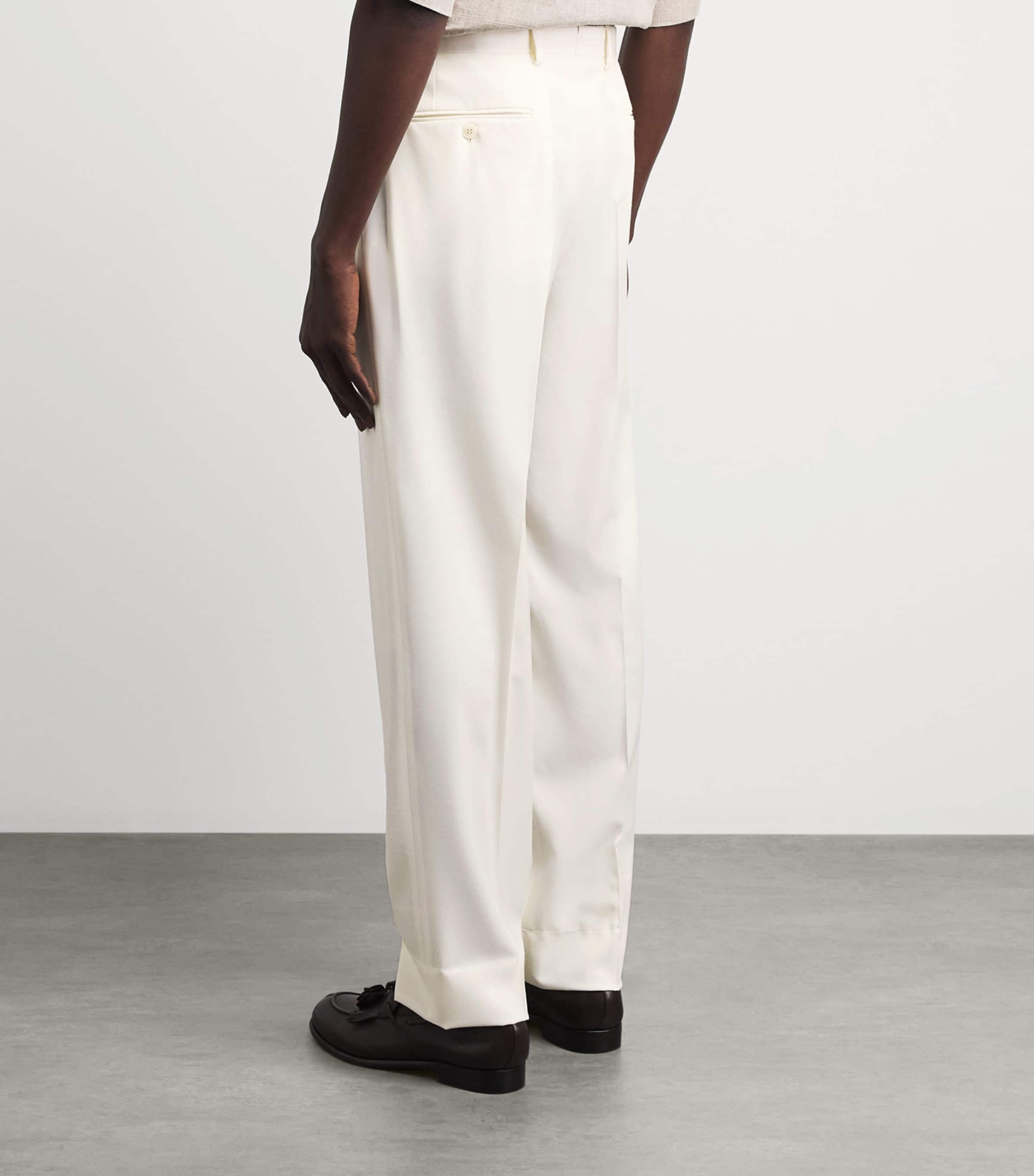 Brioni ブリオーニ CANNES パンツ スラックス オフホワイト Brioni White Wool Straight Tailored Trousers | Harrods US