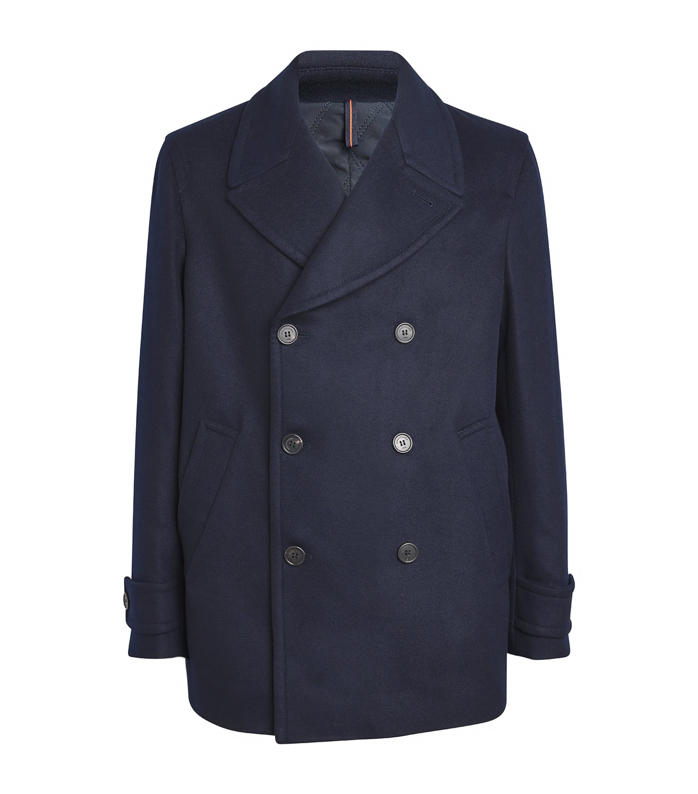 Slowear Padded Double-breasted Peacoat In Navy