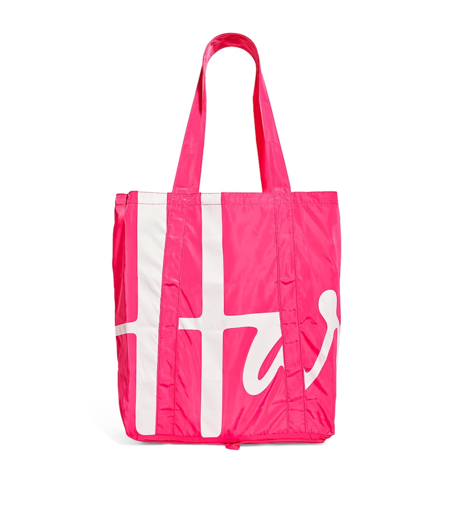 Harrods Logo Pocket Shopper Bag Bright Pink Image 1