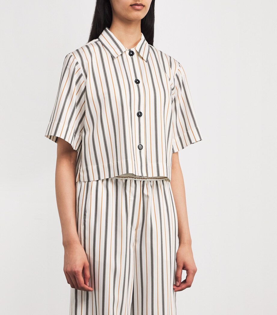 Twill Stripe Crop Shirt WHITE/TOBACCO Image 3
