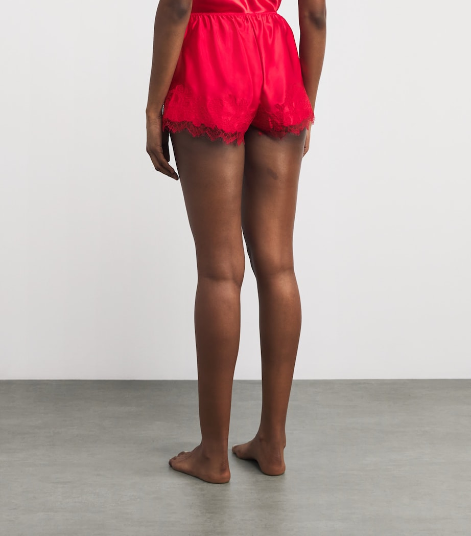 TORLOWEI Womens Silk-Lace Shorts Ruby/ruby Image 4