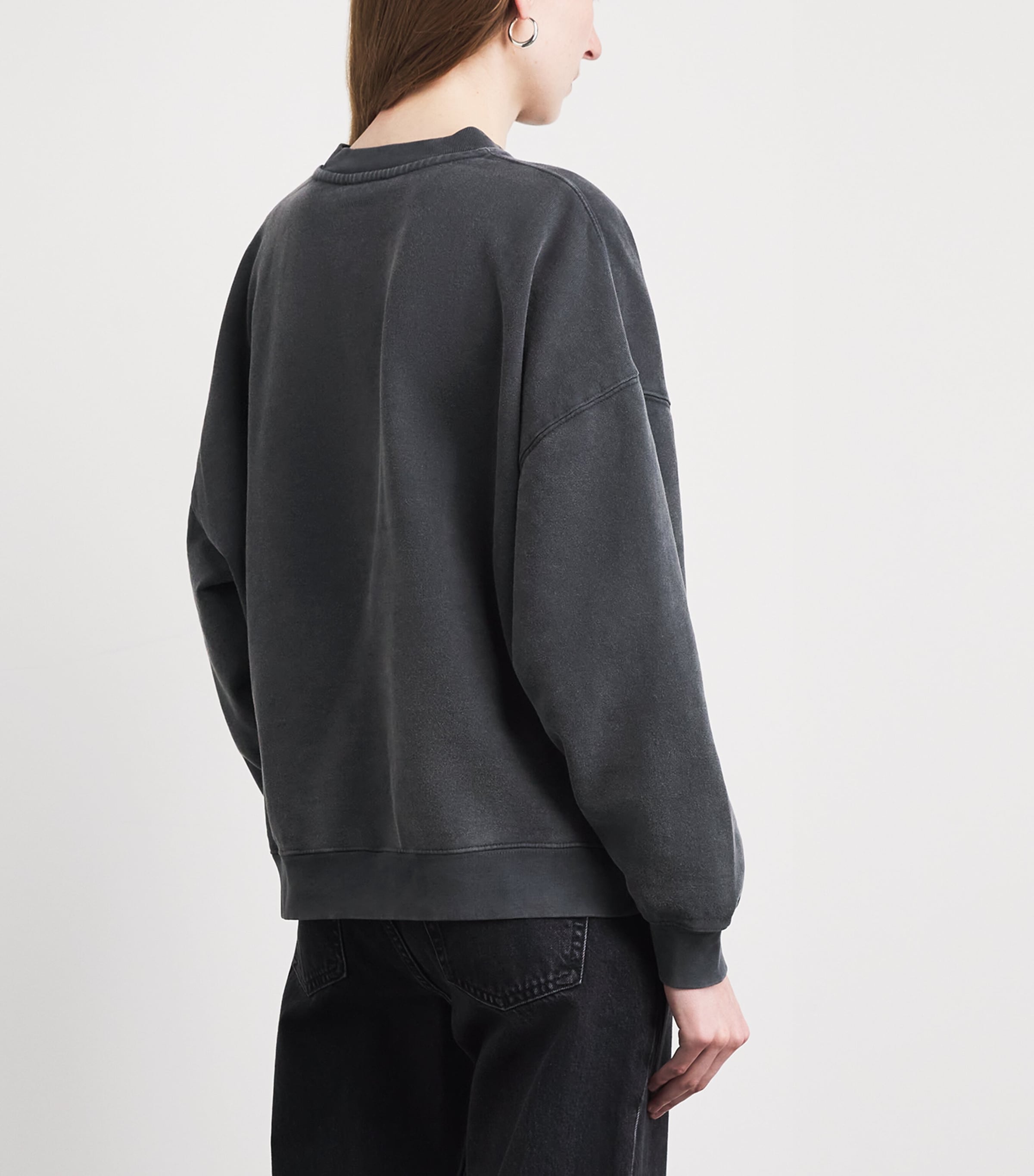 ANINE BING Womens Cotton Miles Sweatshirt Washed Grey Image 5