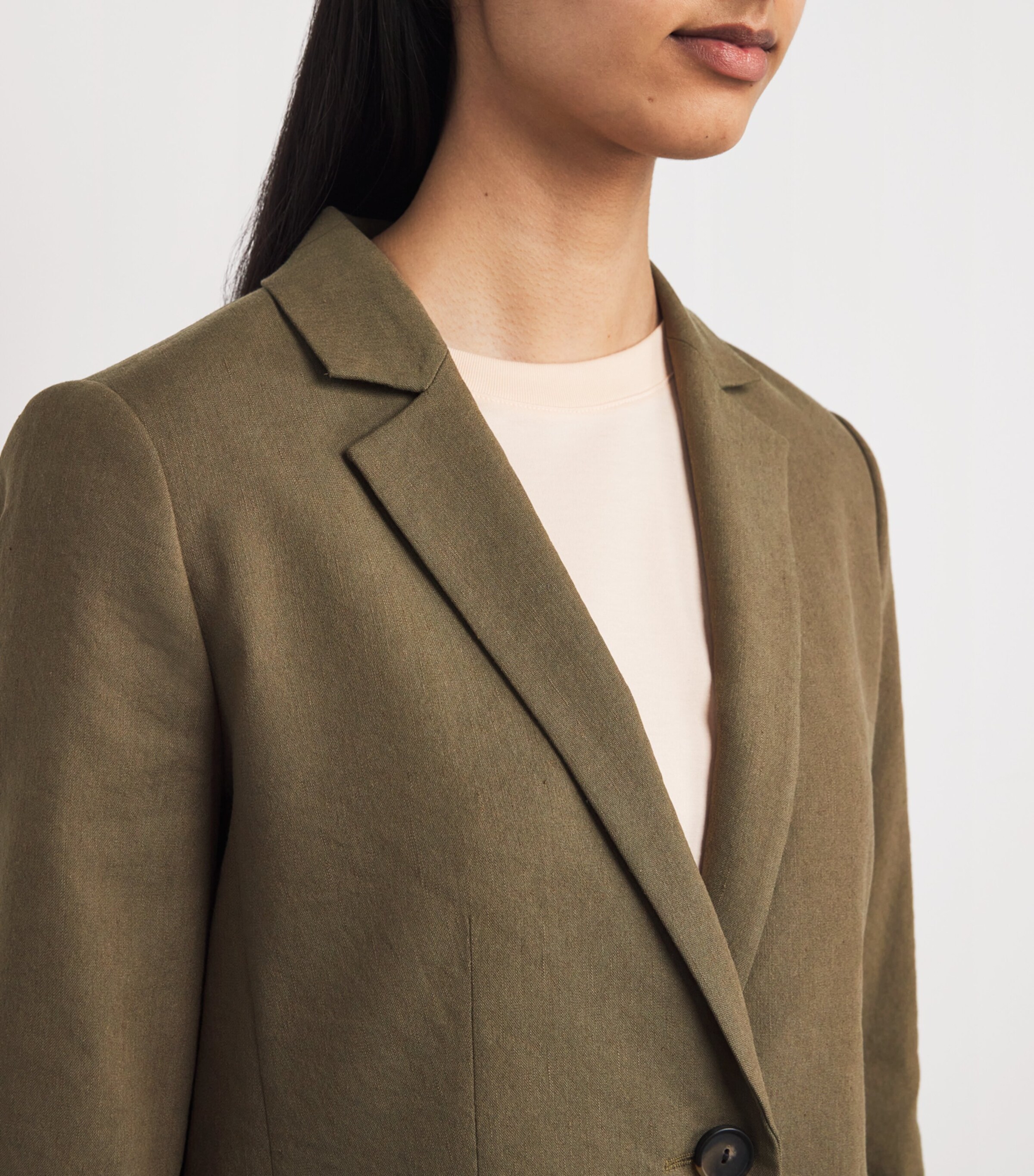 Linen-Blend Shrunken Blazer 309MSS Image 6