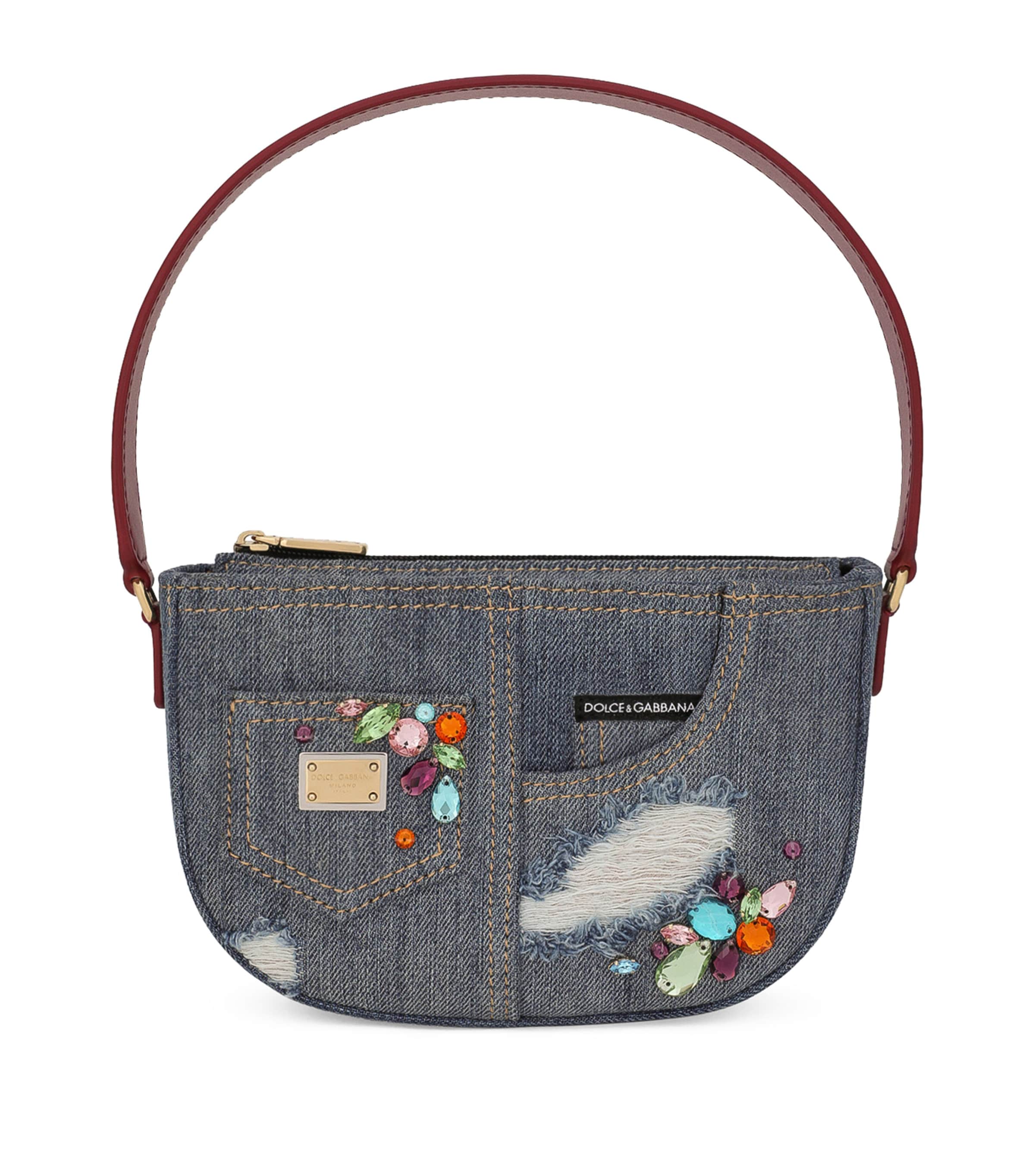 Dolce & Gabbana Kids' Denim Bejewelled Shoulder Bag