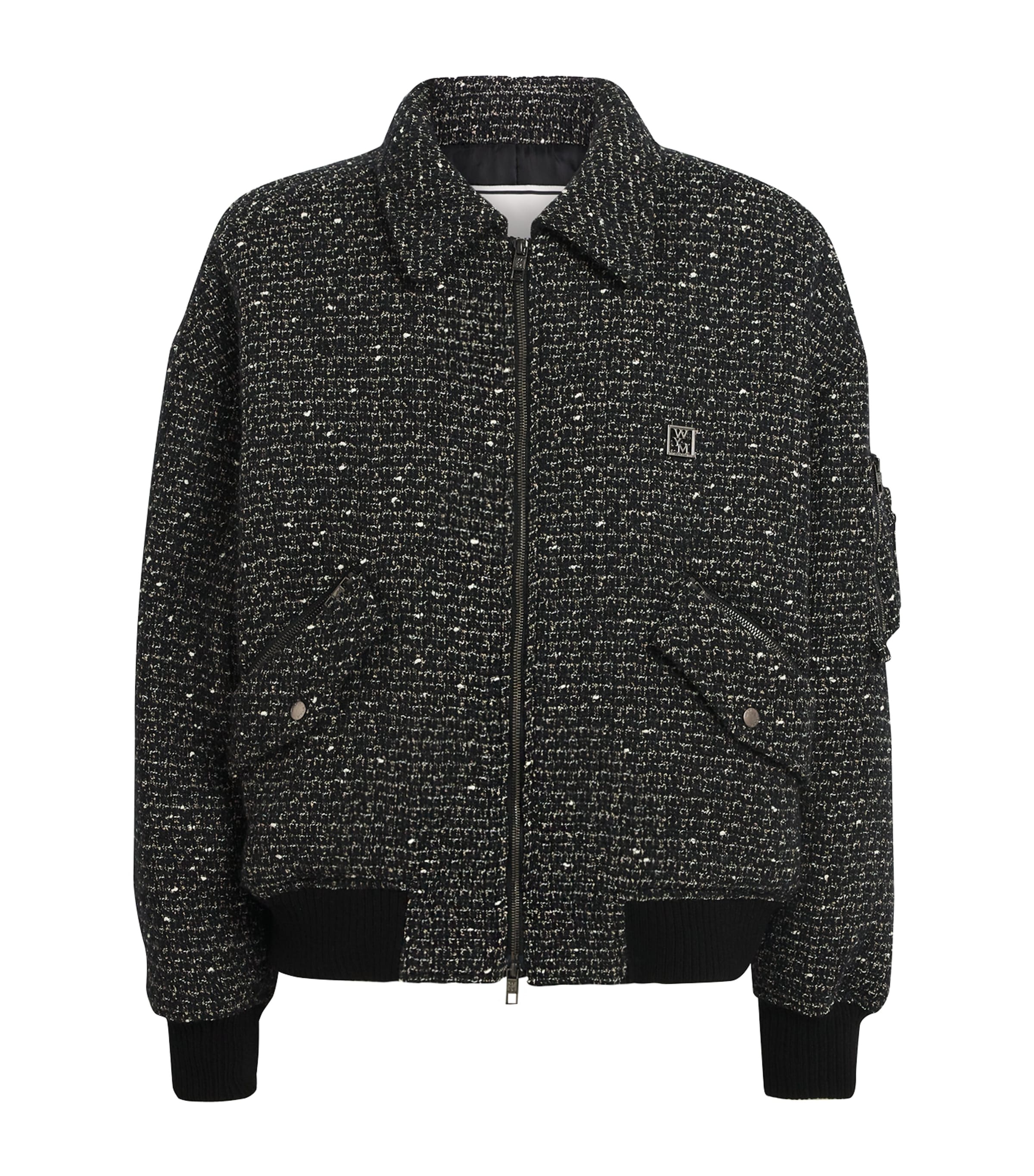 Wooyoungmi Tweed Bomber Jacket In Black