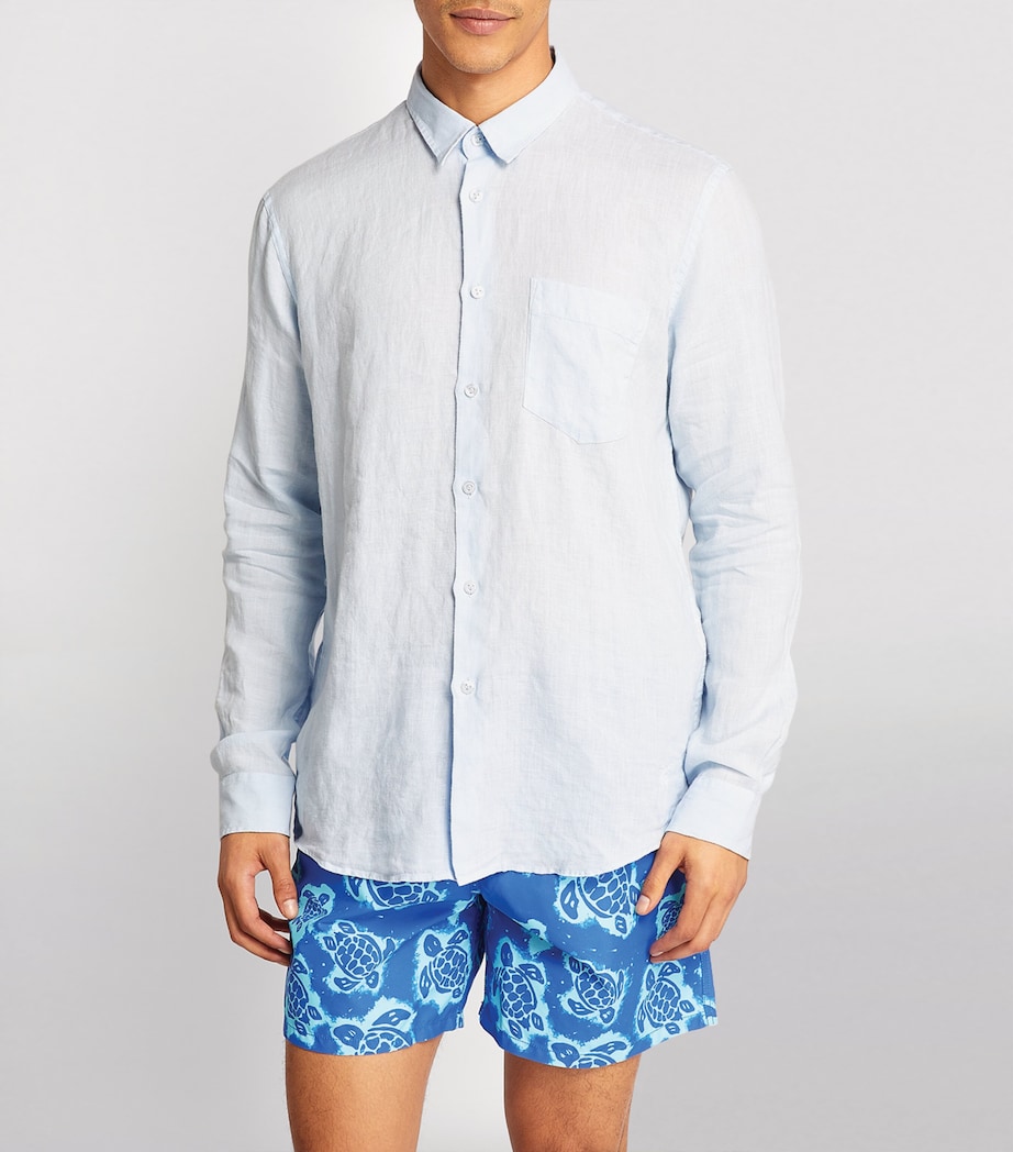 Linen Embroidered Caroubis Shirt 330 SKY BLUE Image 5