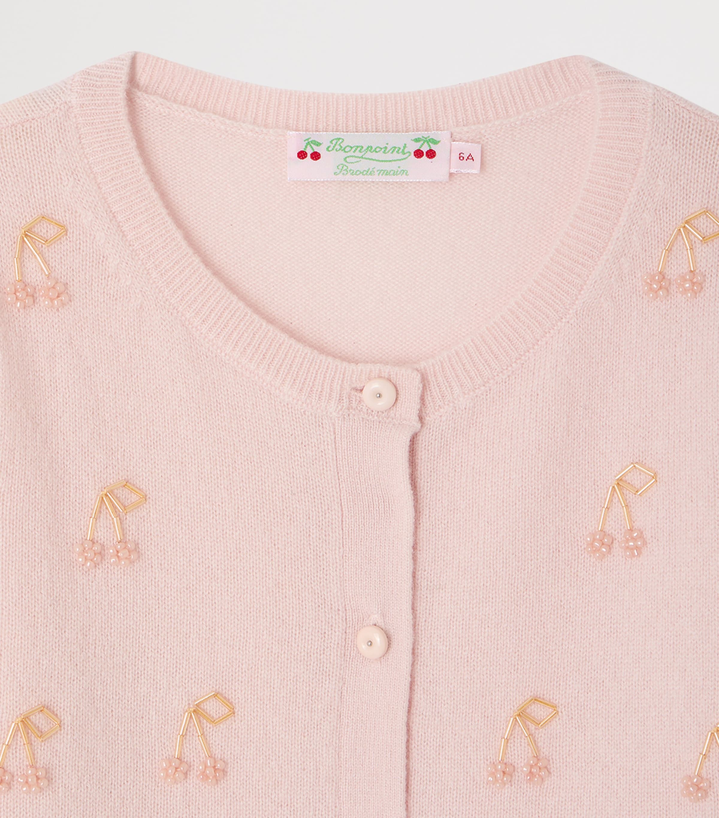 Bonpoint Cashmere Embellished Cardigan (4-8 Years) Rose Image 3
