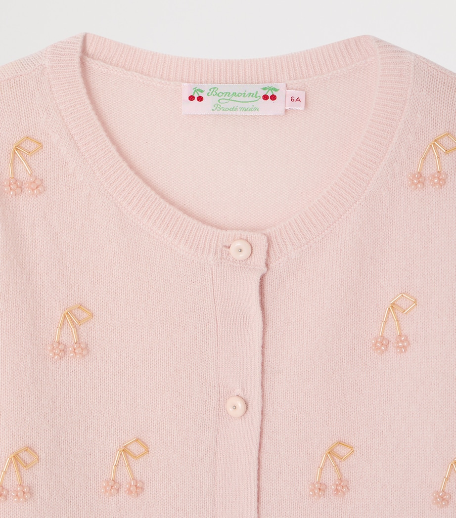 Bonpoint Cashmere Embellished Cardigan (4-8 Years) Rose Image 3