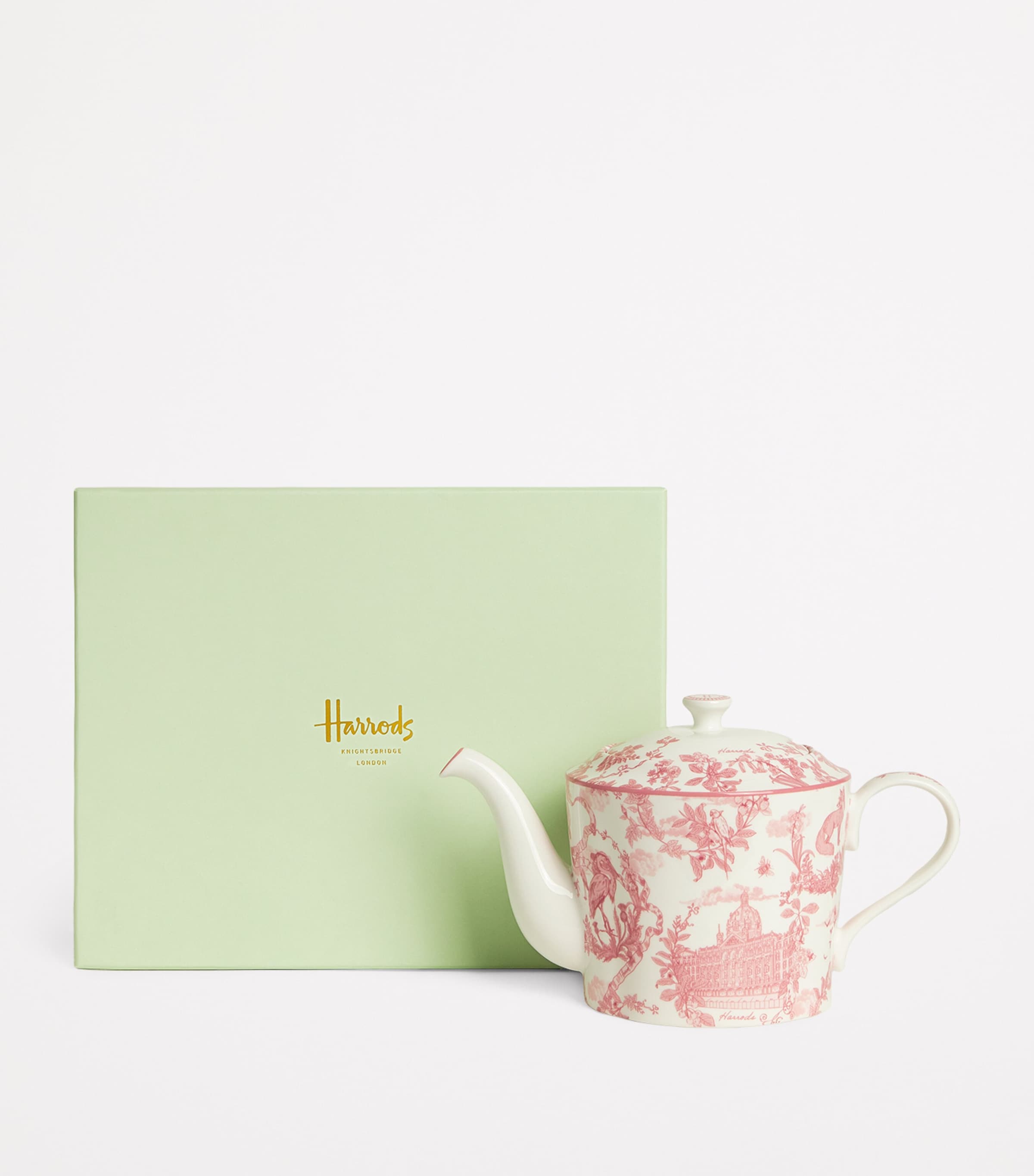 Bone China Toile Teapot PINK Image 2