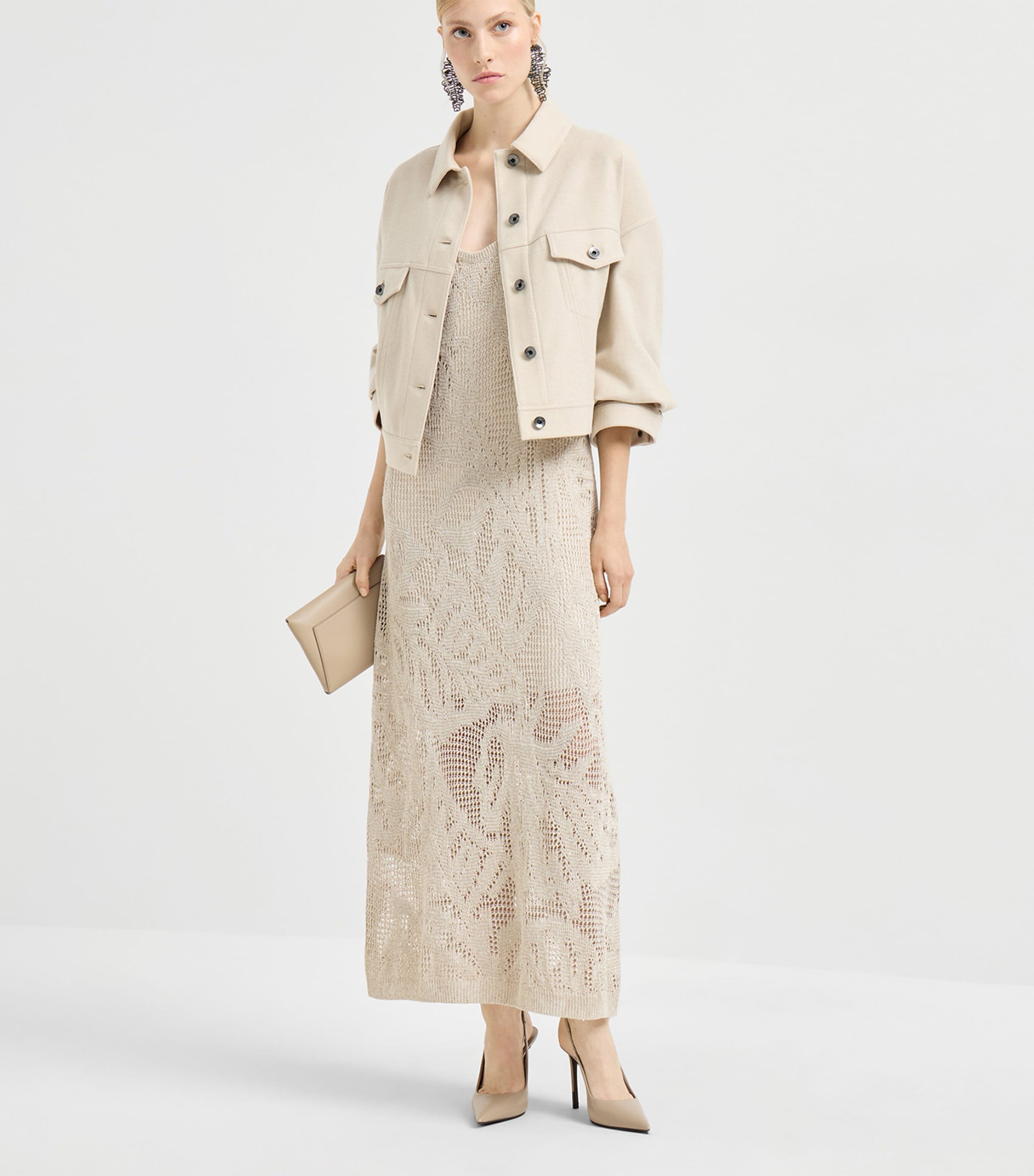 Brunello Cucinelli Womens Linen-Cotton Midi Dress Image 2