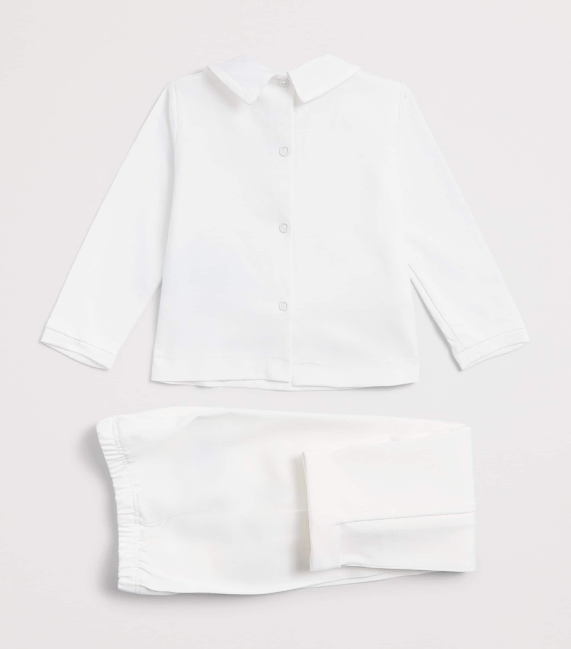 Monnalisa Cotton-Blend Shirt and Trousers Set (1-18 Months) Panna Image 2