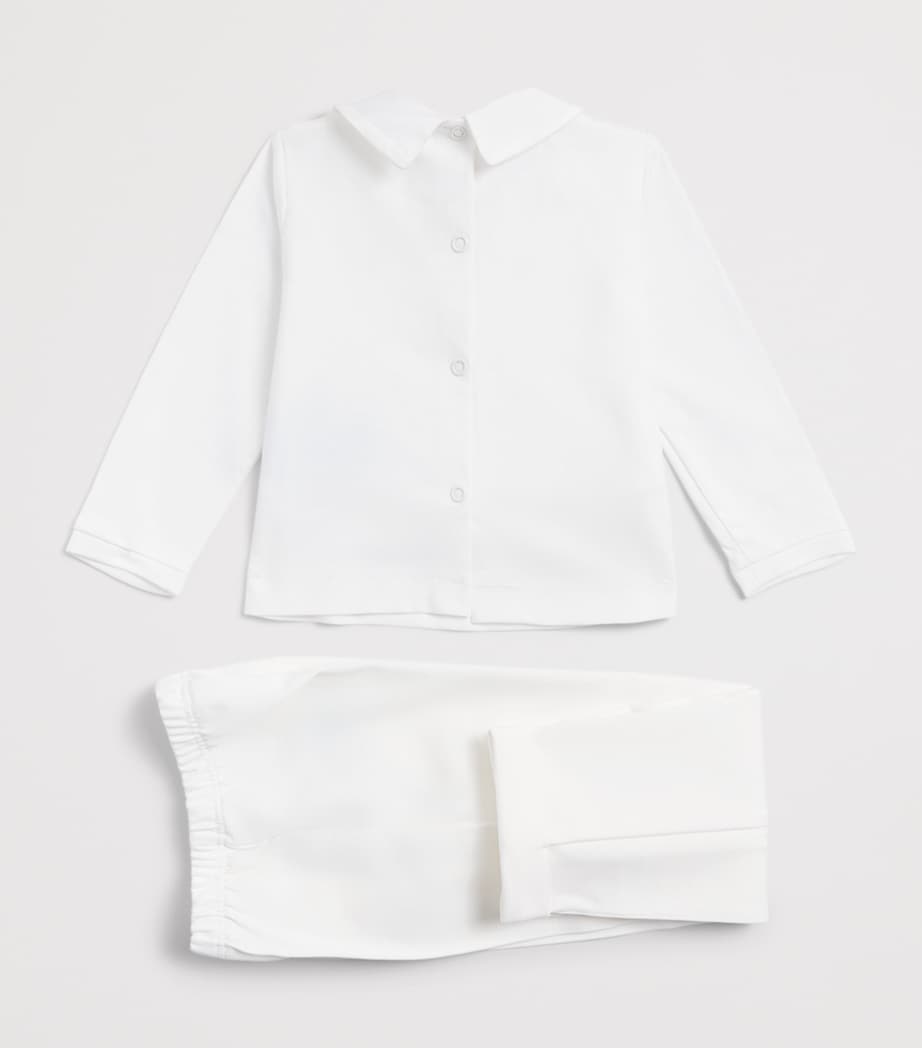 Monnalisa Cotton-Blend Shirt and Trousers Set (1-18 Months) Panna Image 2
