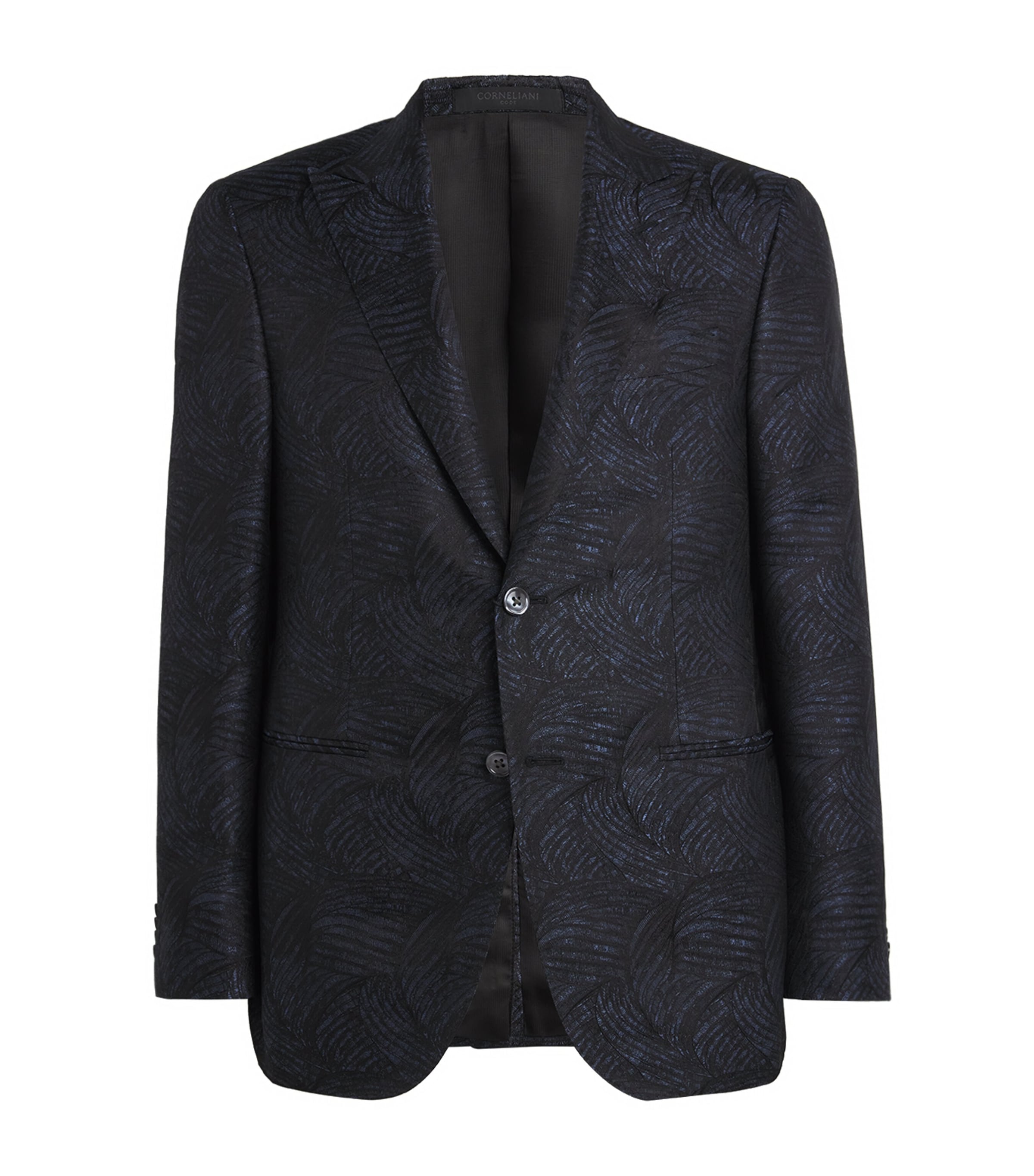 Corneliani Mens Silk Jacquard Blazer Black Image 1