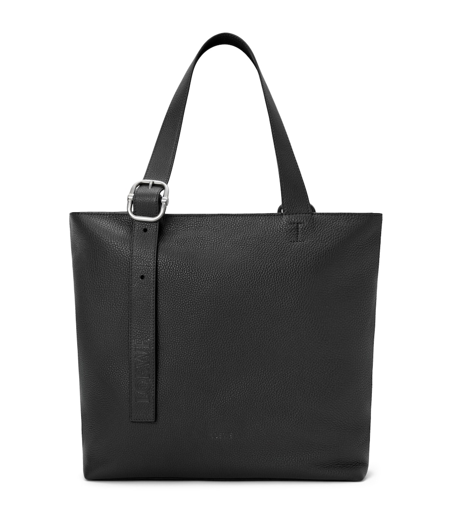 Grained Calfskin Loop Tote Bag BLACK Image 1