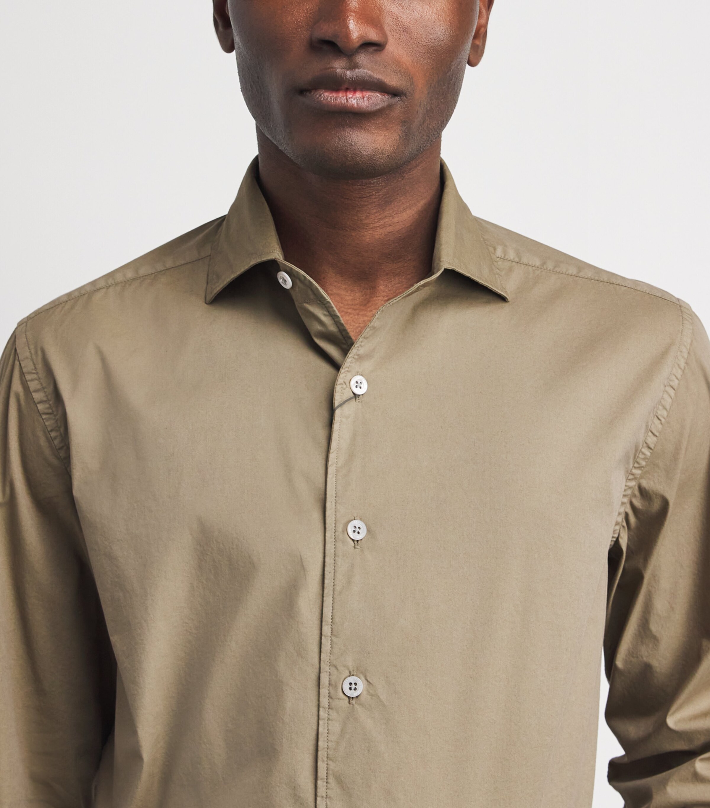 Corneliani Mens Cotton-Blend Shirt Brown Image 3