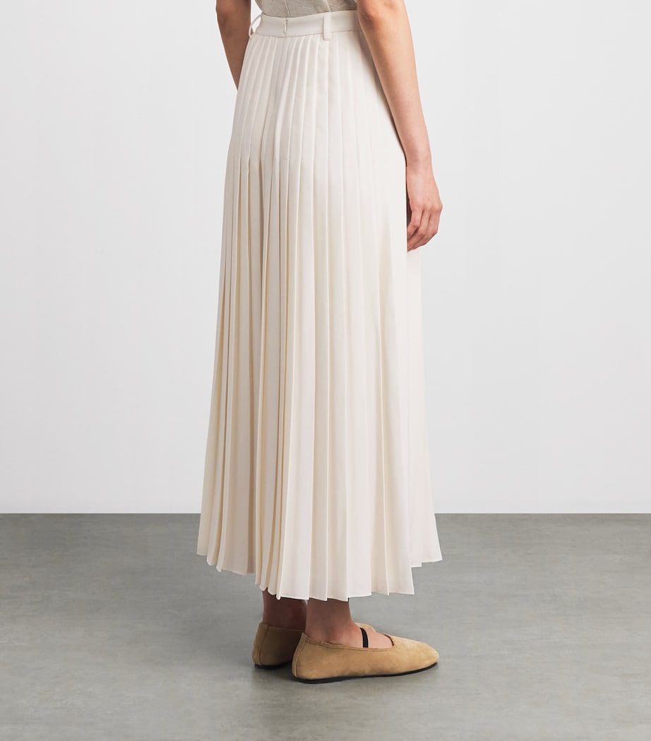 ME+EM Womens Crepe Slit Pleated Maxi Skirt Cream Image 5