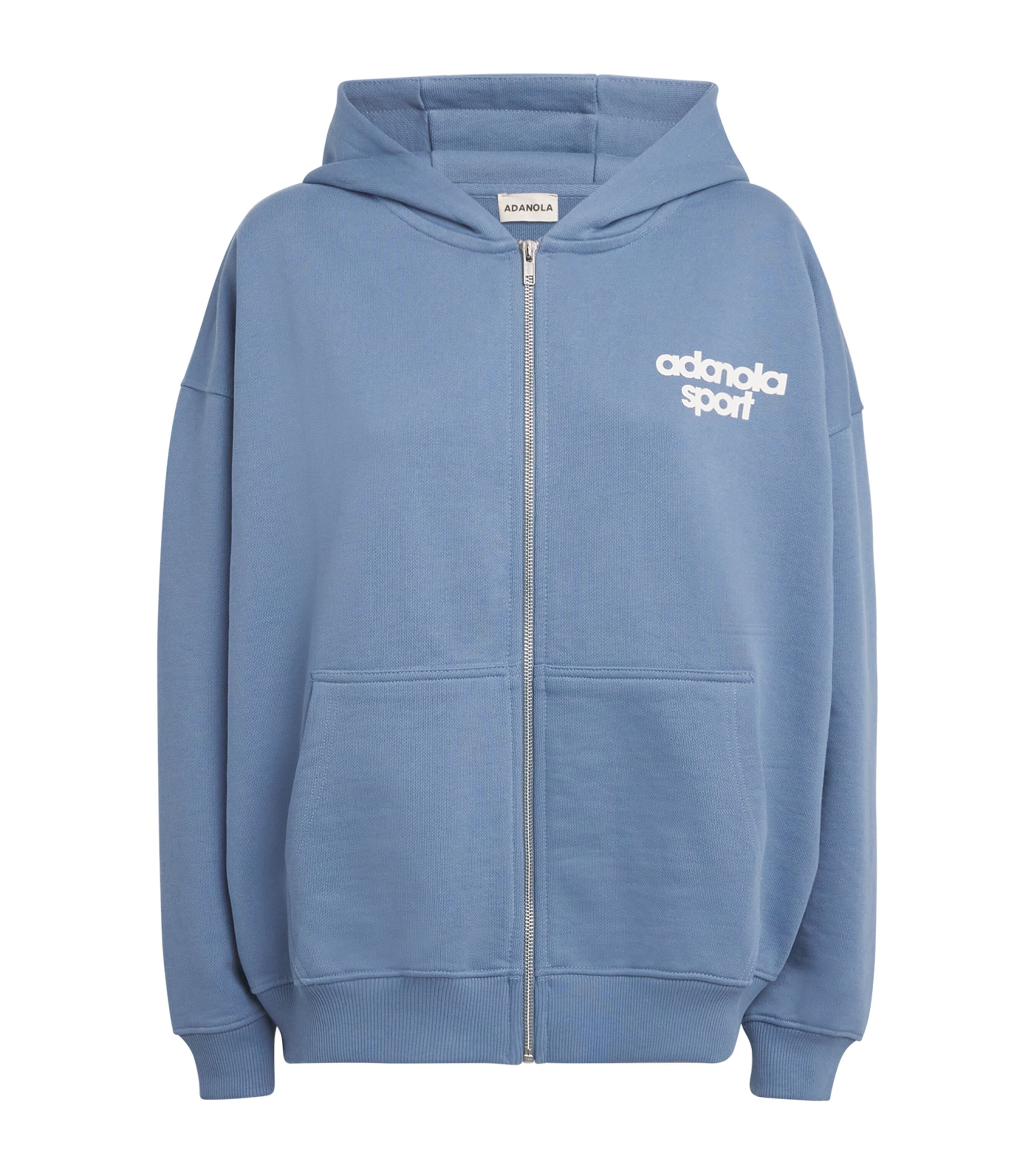 Adanola Organic Cotton Bold Logo Zip-up Hoodie In Brown