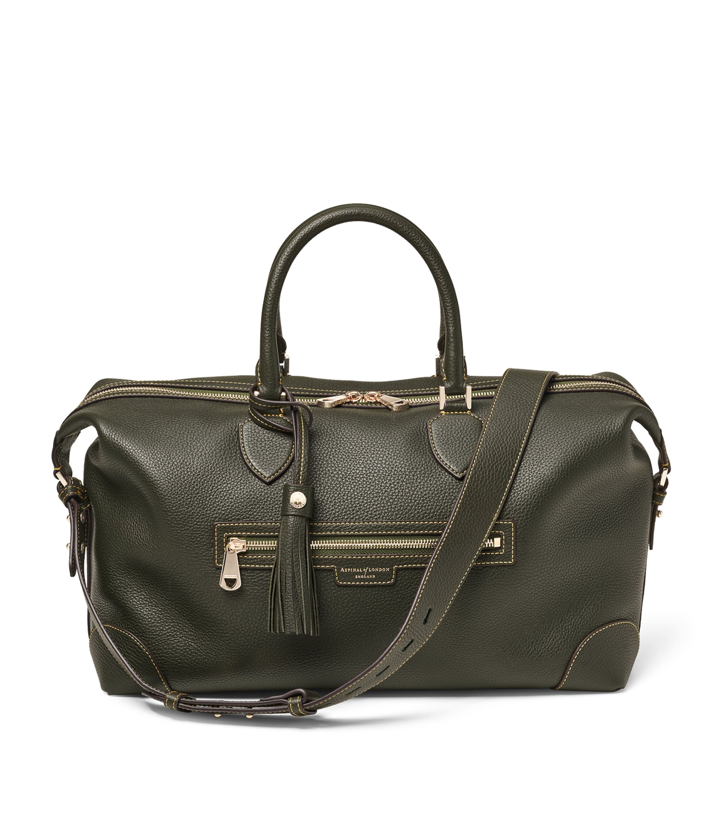 Aspinal Of London Leather Hudson Flight Bag In Green