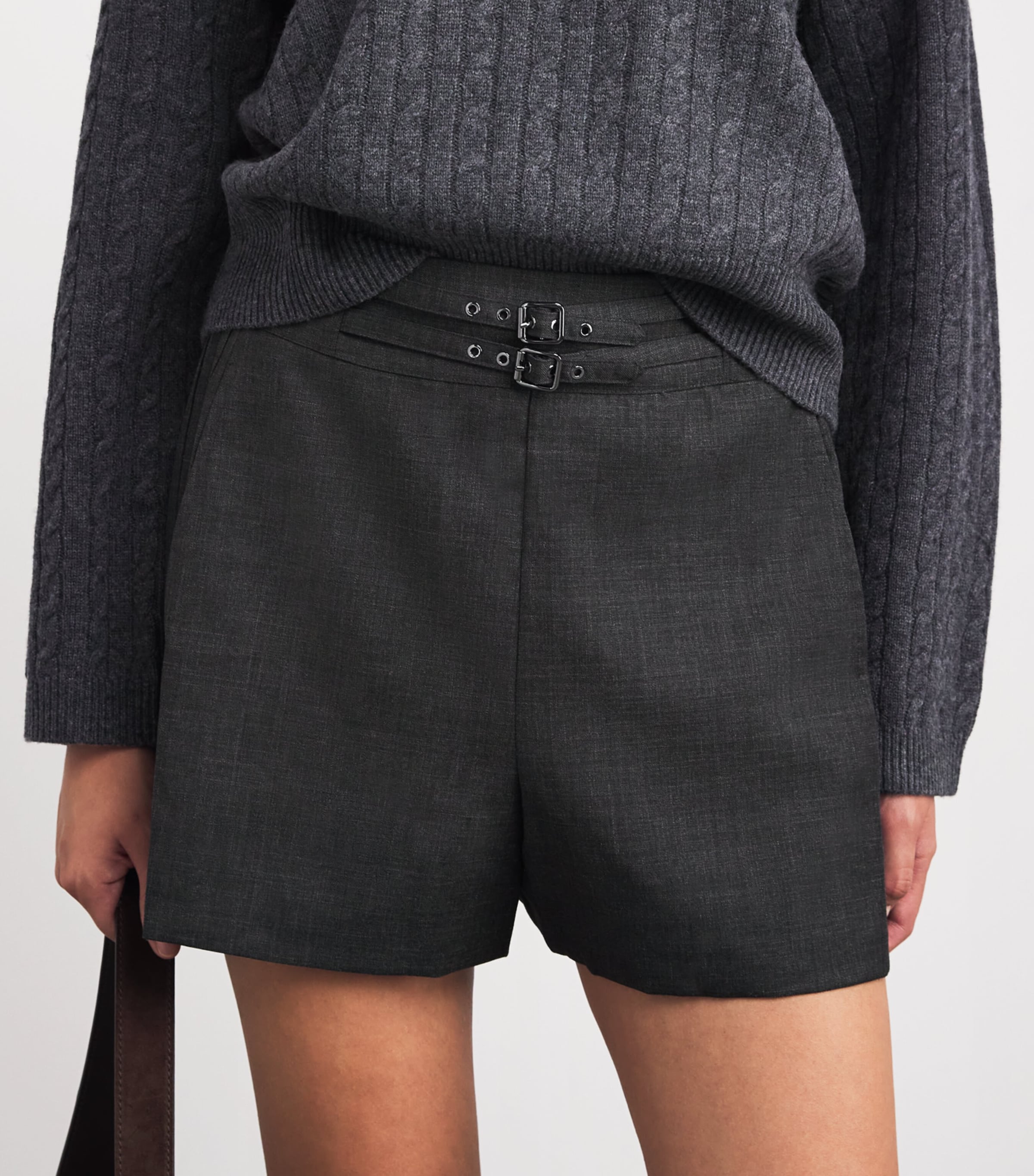Wide Pleated Shorts GRIS CHINE FONCE Image 6
