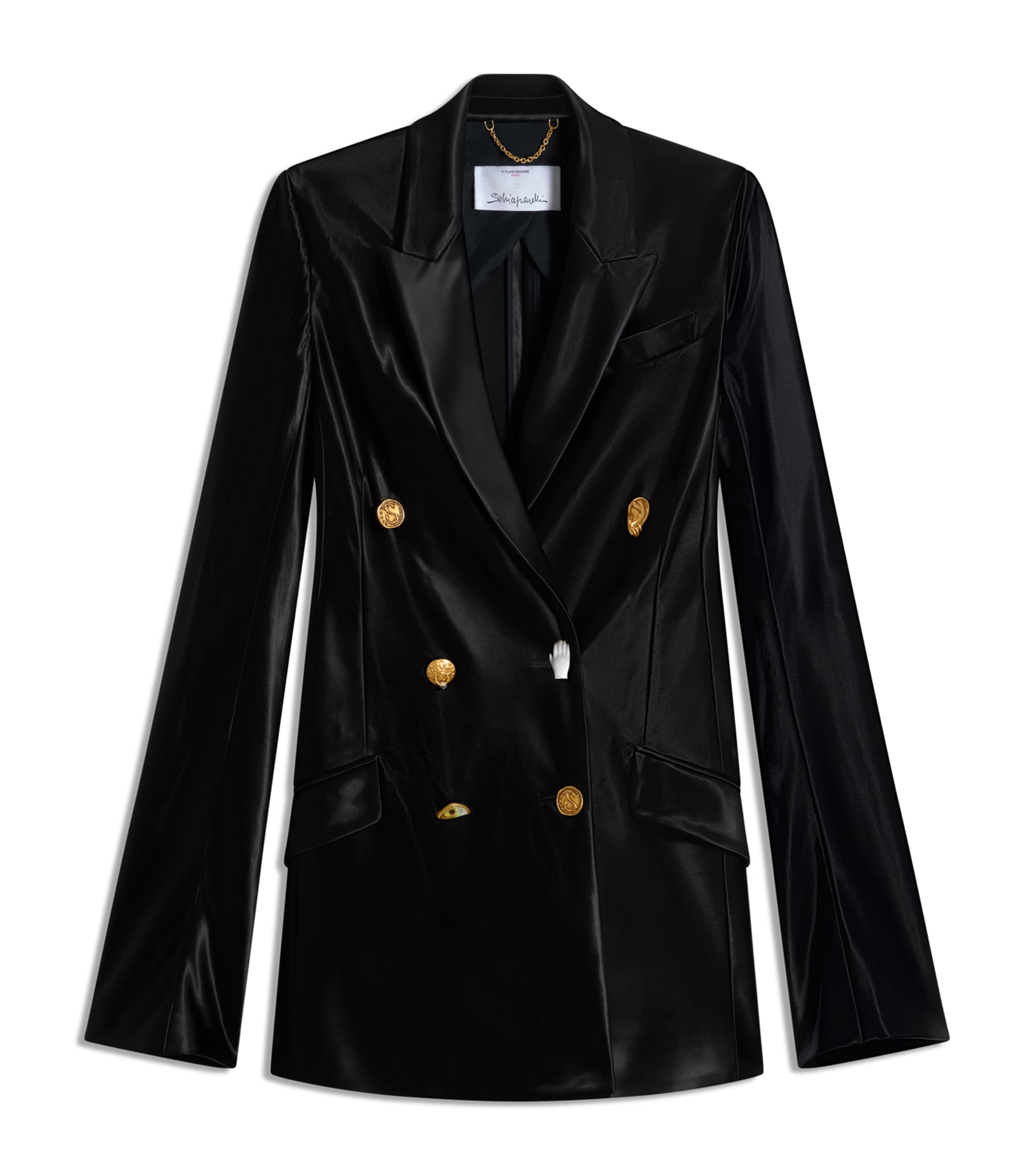 Schiaparelli Womens Satin Bias-Cut Tailored Jacket Black Image 1
