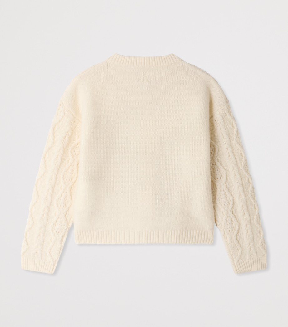 Bonpoint Wool Cable-Knit Cardigan (4-8 Years) Blanc Lait Image 2