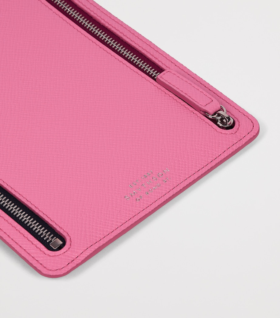 Smythson Leather Panama Multi-Zip Travel Wallet Flamingo Image 4