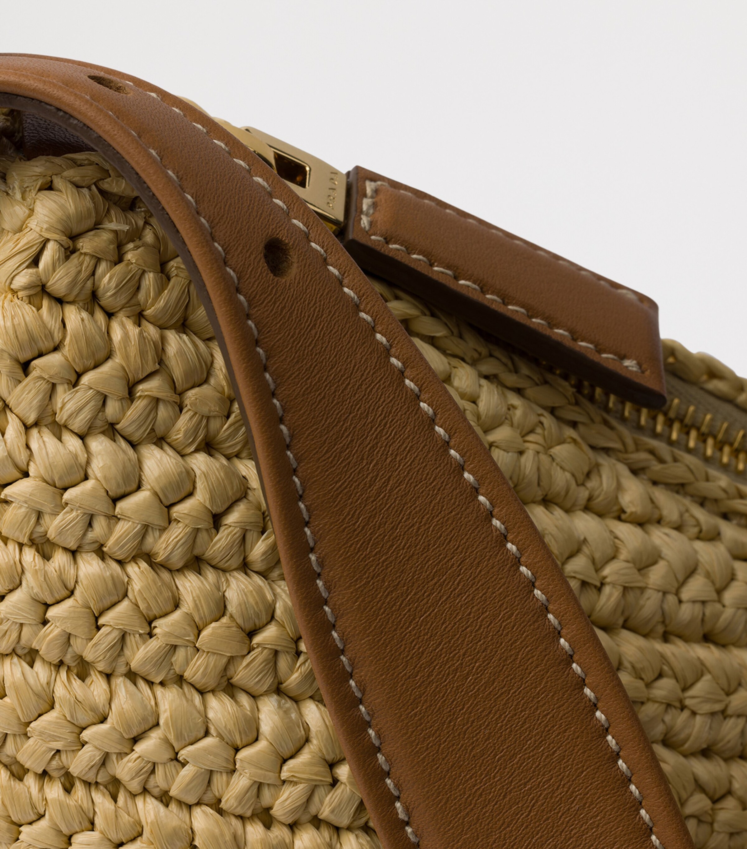 Large Crochet and Leather Aimée Shoulder Bag F0018 Image 7