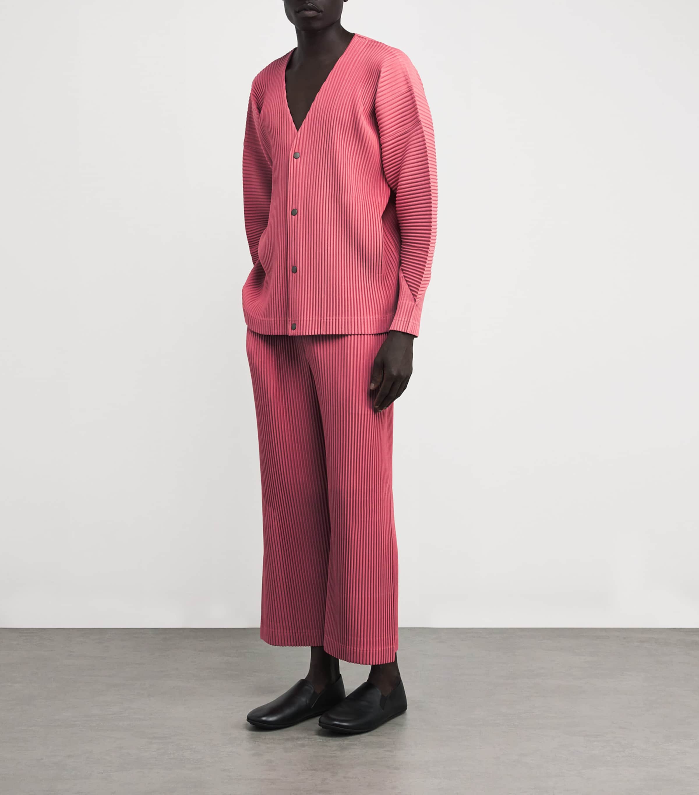 Homme Plissé Issey Miyake Men's Pleated Cardigan in Sage
