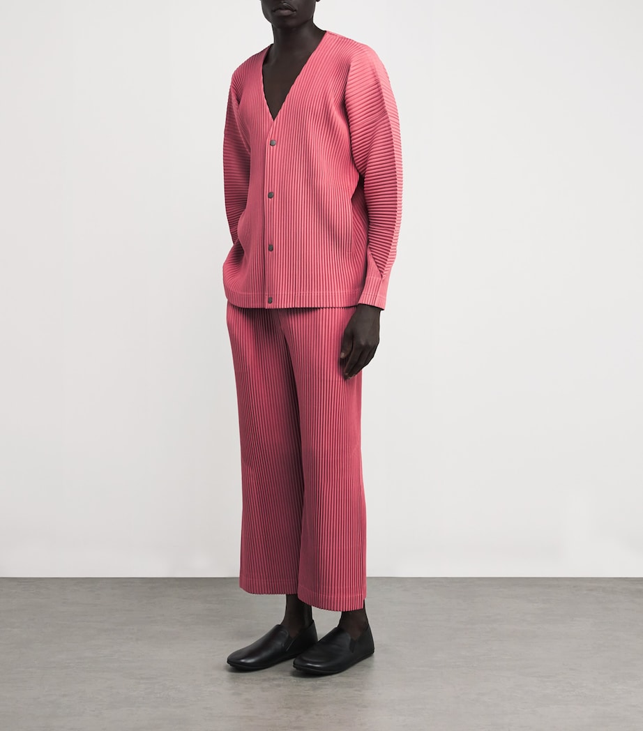 Pleated Cardigan 25-DUSKY RED Image 2