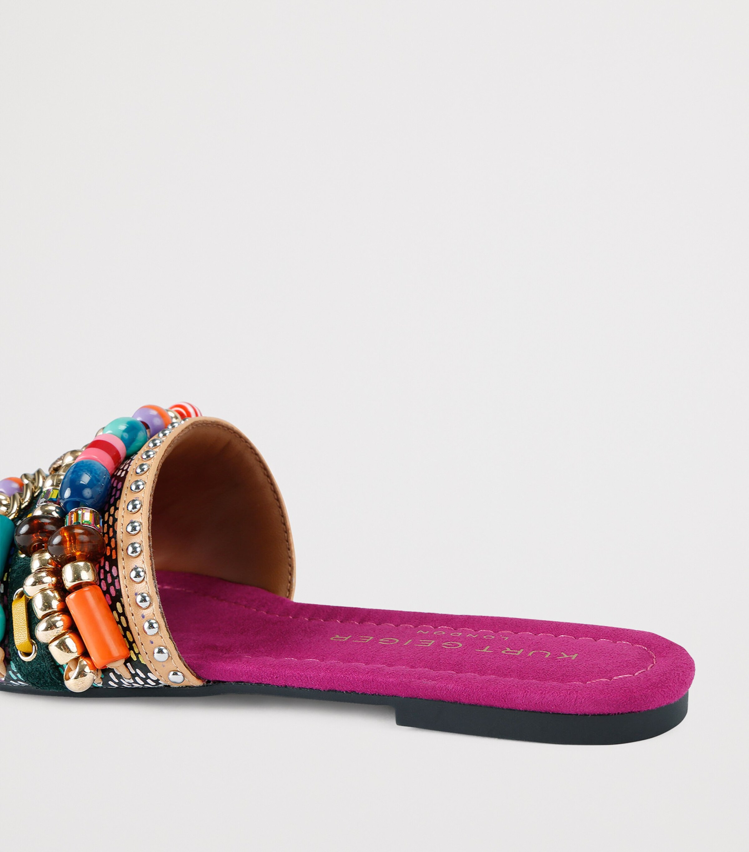 Kurt Geiger London Beaded Southbank Slides Fushia Cmb Image 2