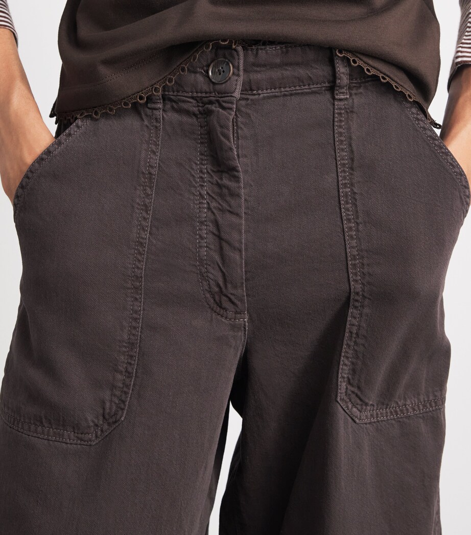 ME+EM Womens Cotton Trainer Grazer Trousers Cocoa Brown Image 3