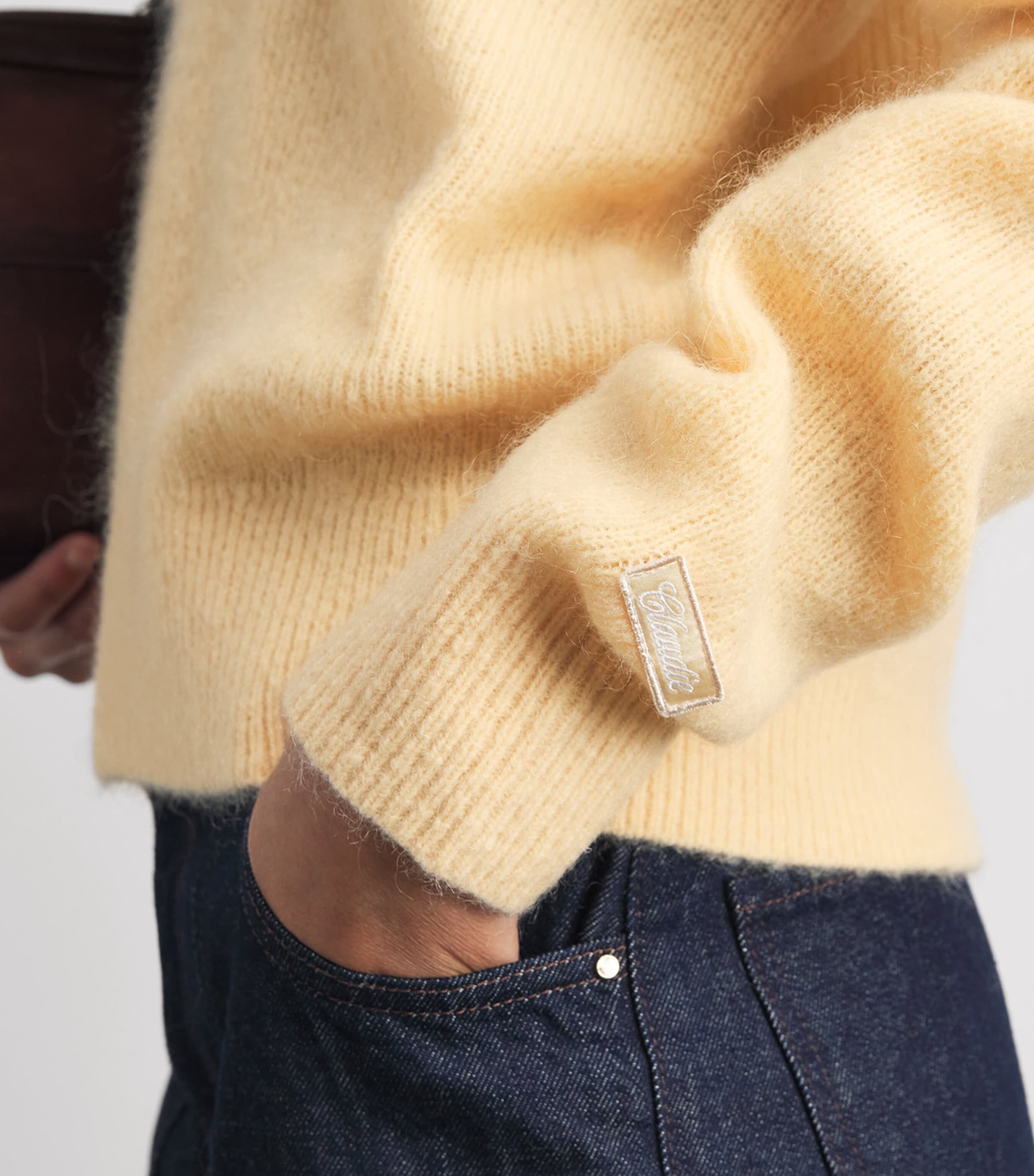 Claudie Pierlot Womens Textured Polo Sweater Baby Yellow Image 3