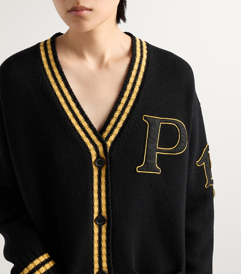 Prada Womens Wool-Cashmere Varsity Cardigan Image 3