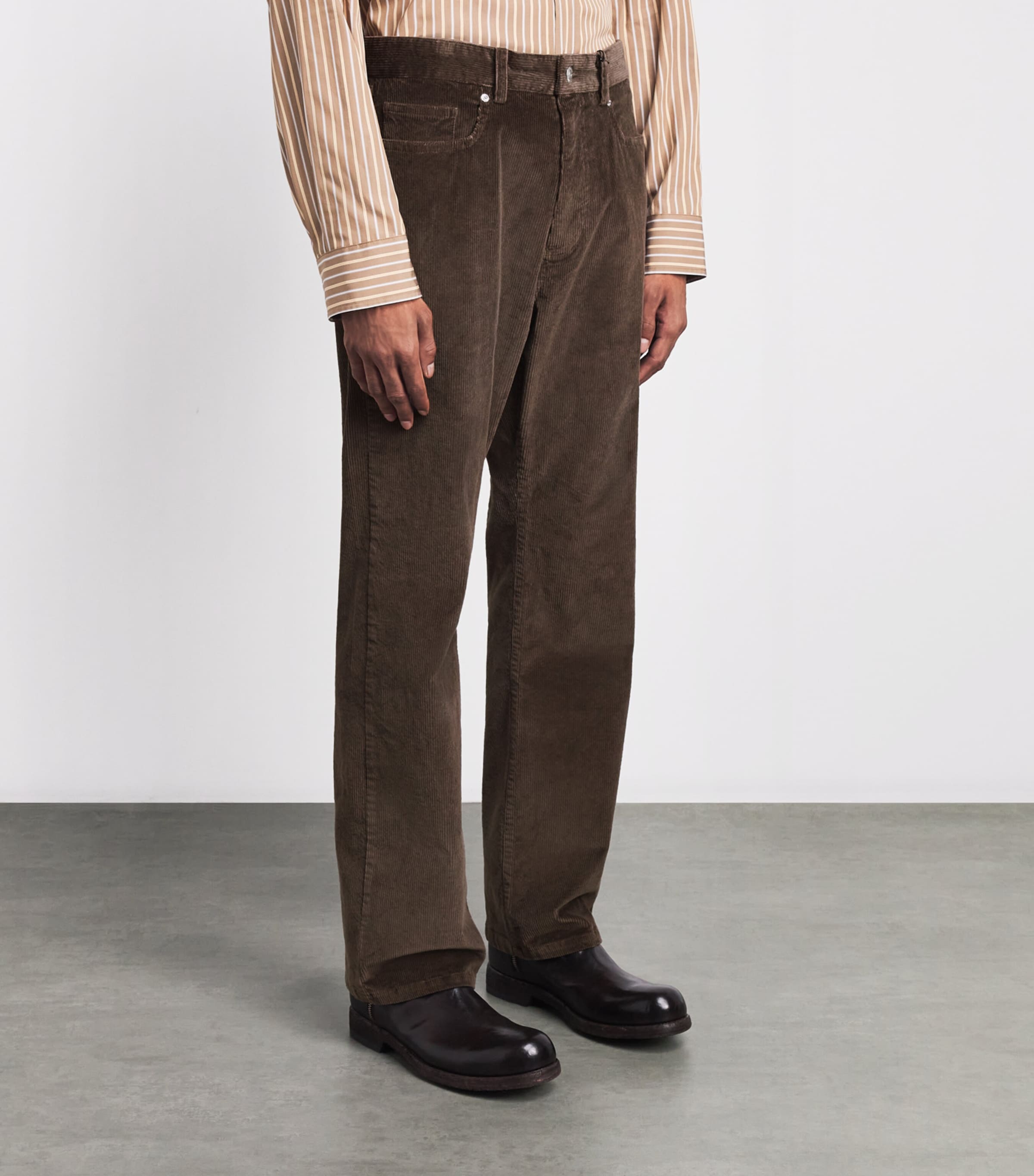 System Mens Corduroy Straight Trousers Brown Image 4