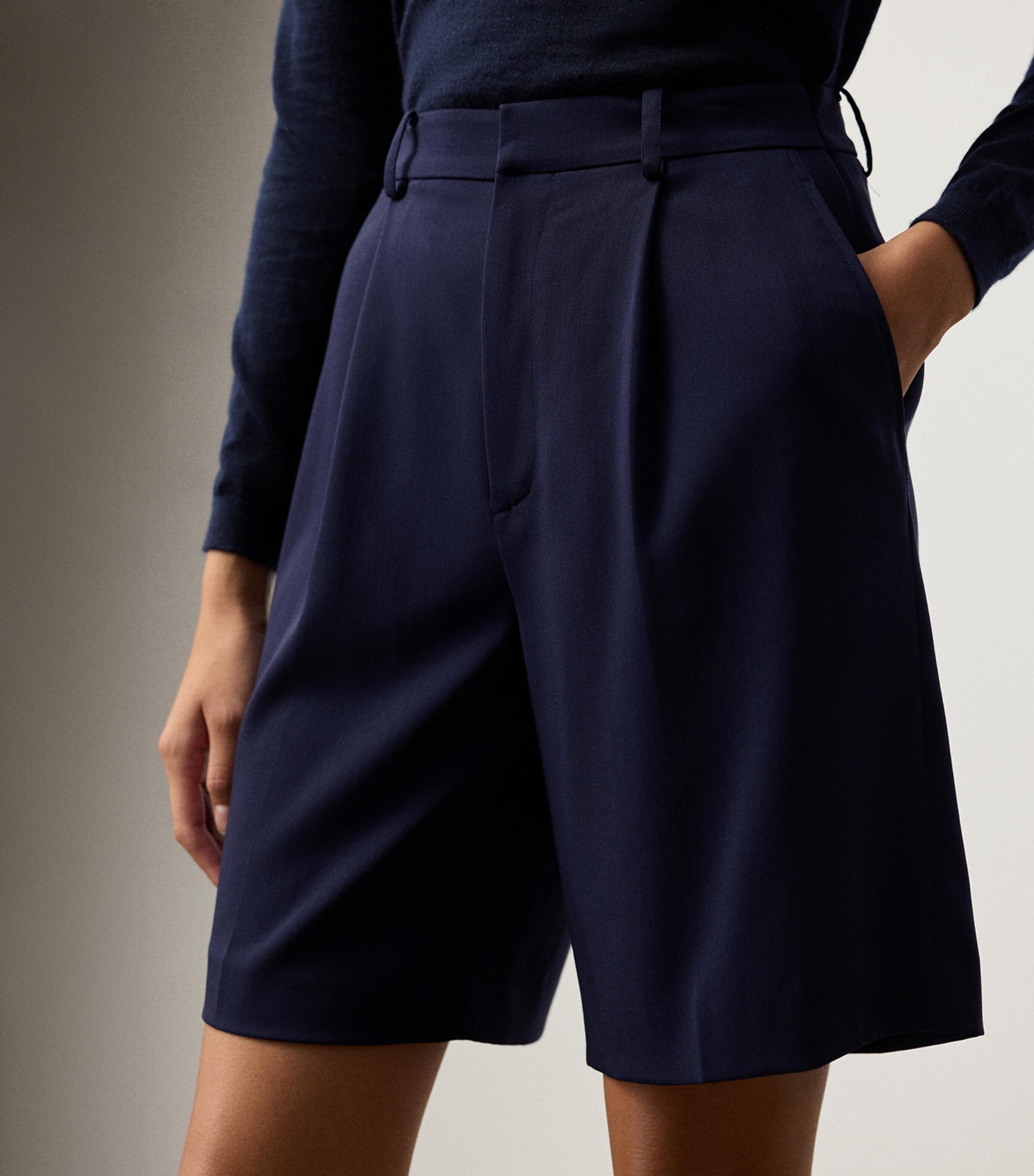 Ralph Lauren Collection Womens Wool Minetta Shorts Navy Image 5