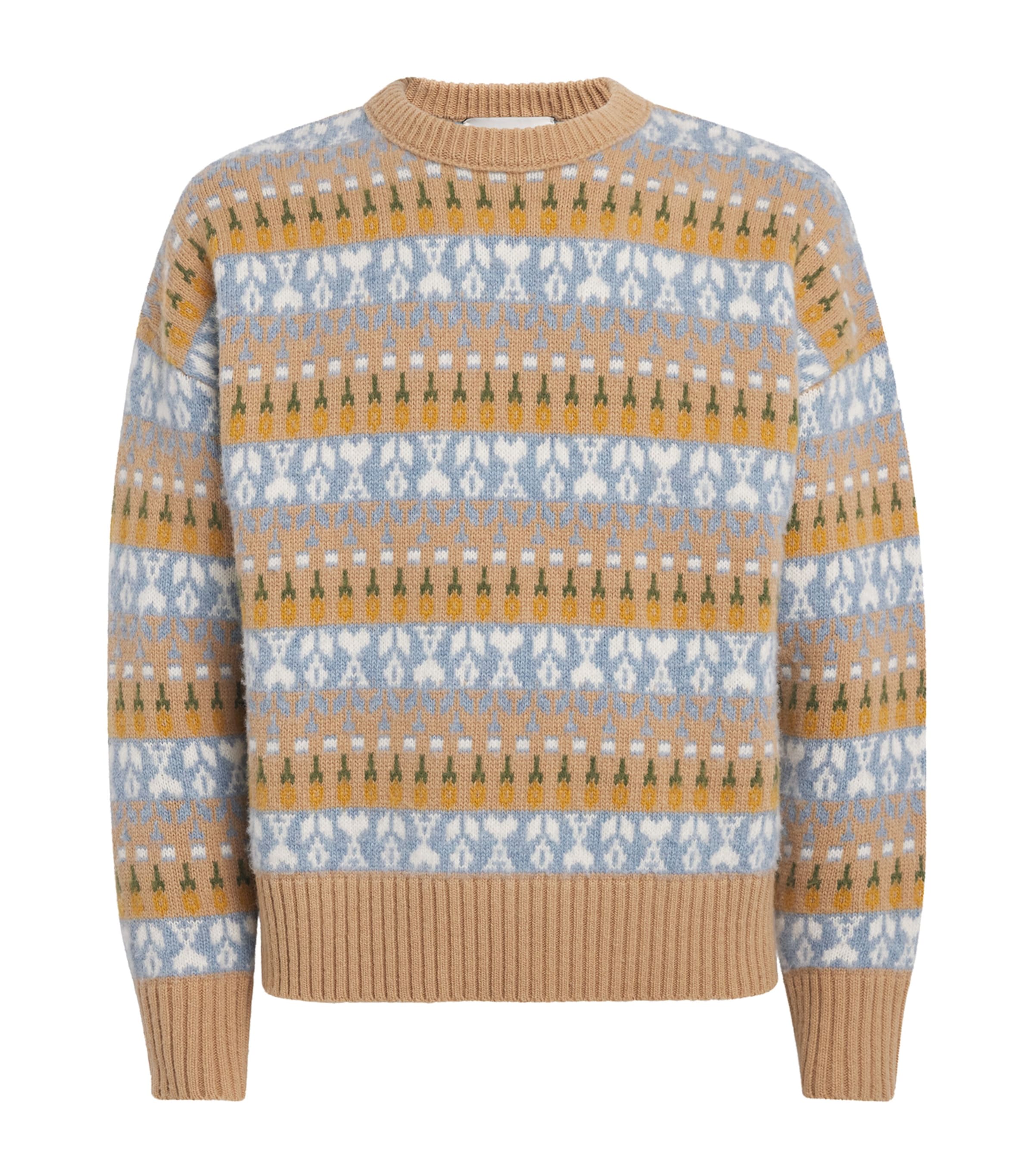 Wool Ami de Coeur Sweater 2809 - CAMEL/CIEL Image 1