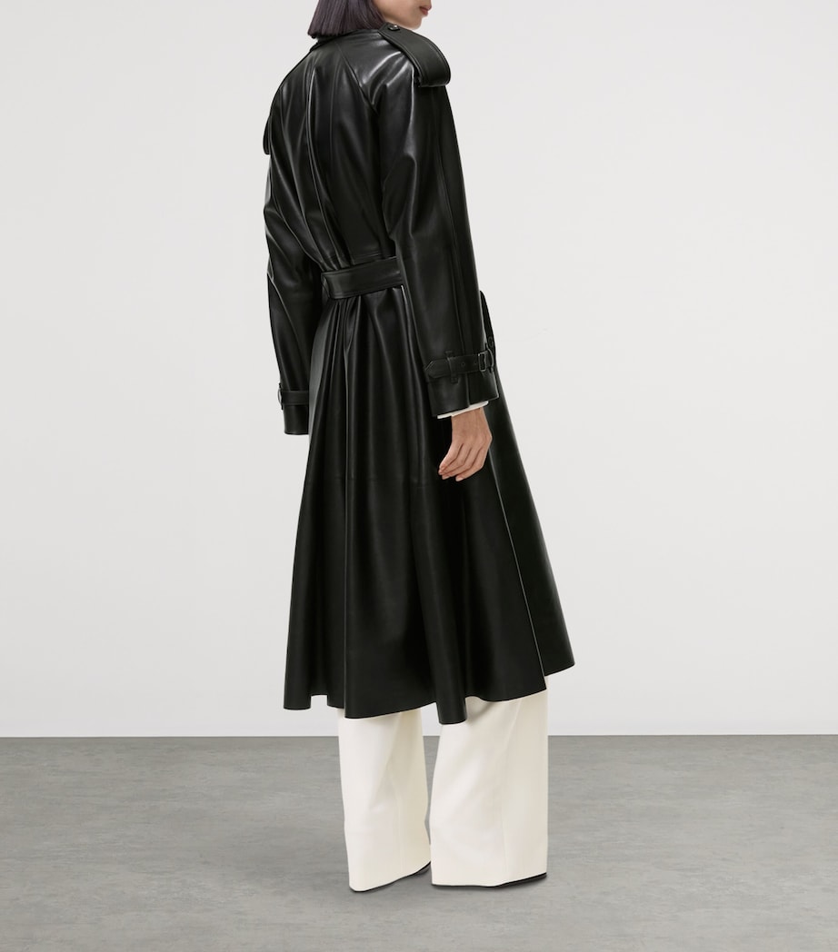 Burberry Womens Leather Wrap Trench Coat Black Image 5