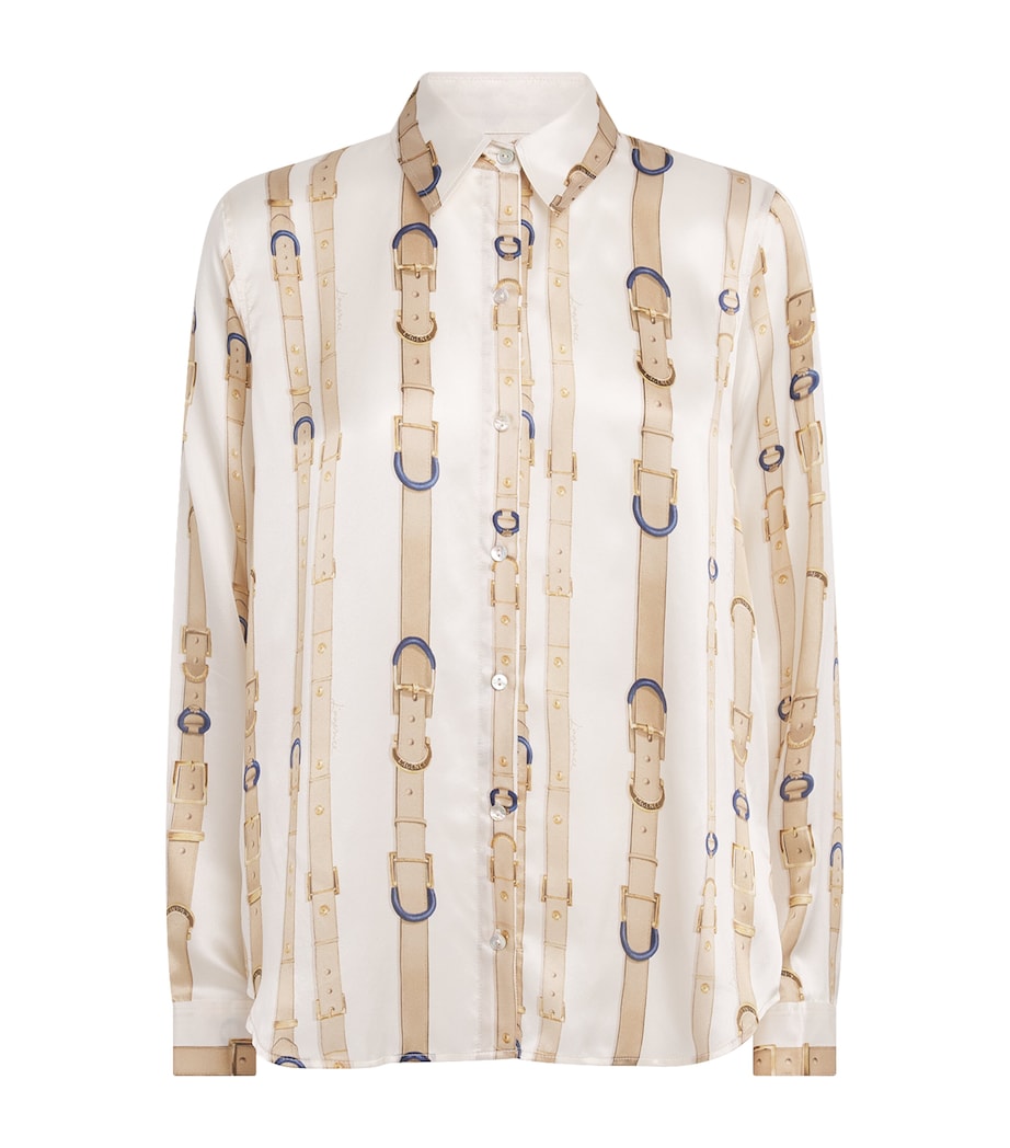 L'Agence Womens Silk Tyler Shirt Ecr Mlt Std Blt Strp Image 1