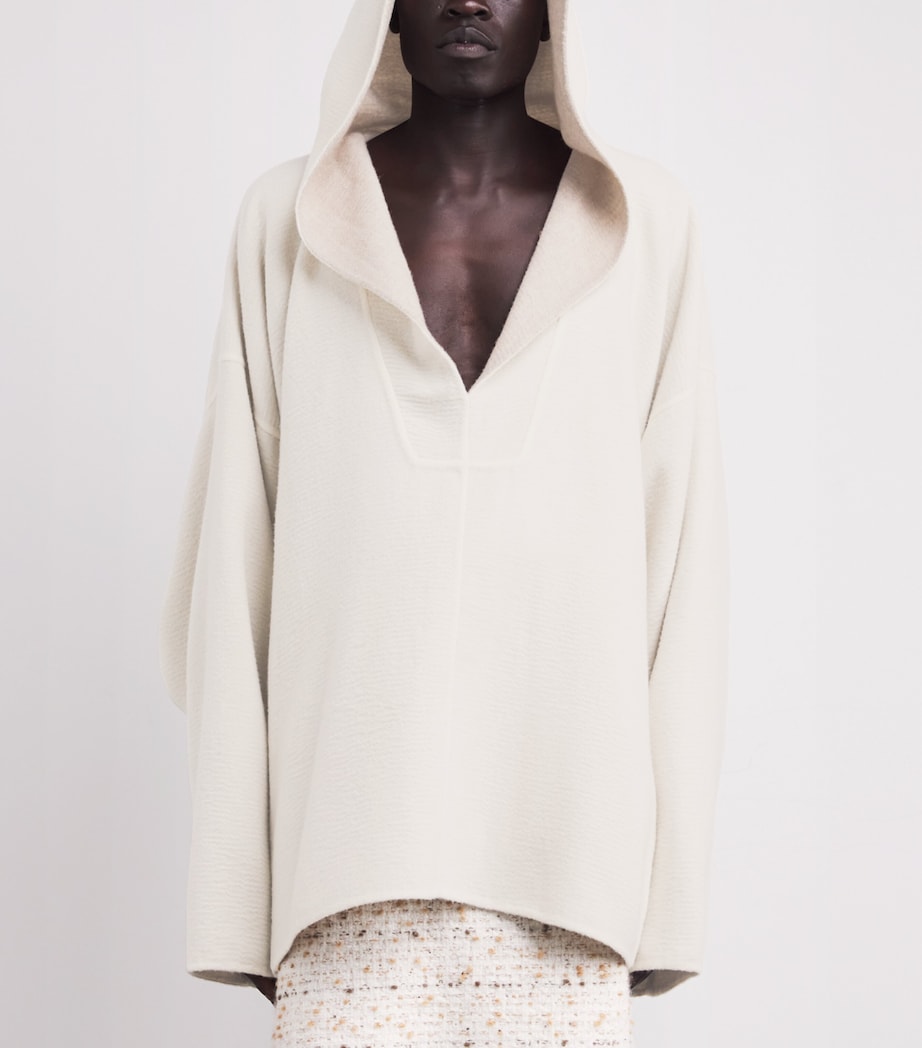Camel Hair Double-Faced Kaftan Hoodie MILK/PEARL Image 3